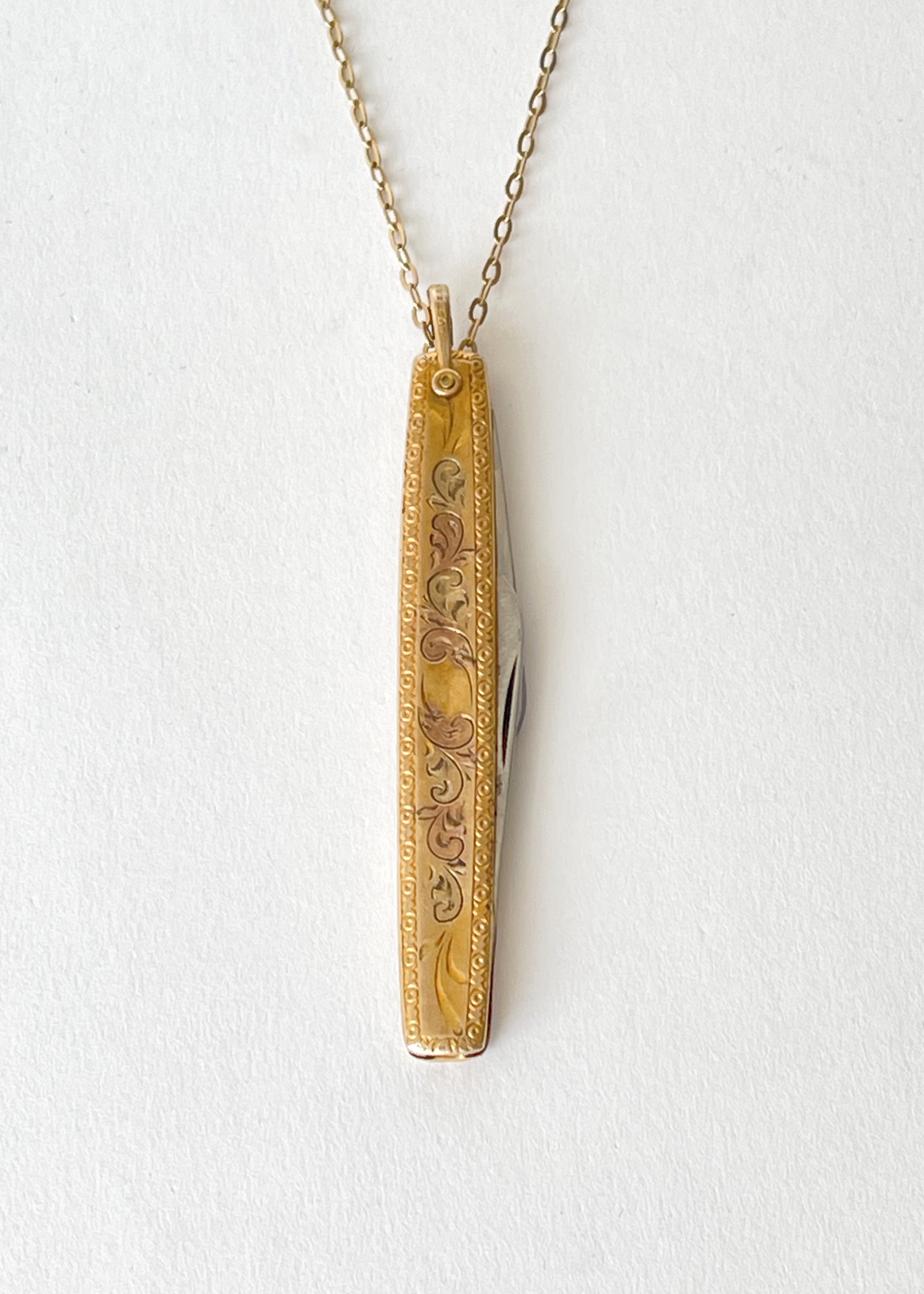 Antique Gold Pocket Knife Necklace