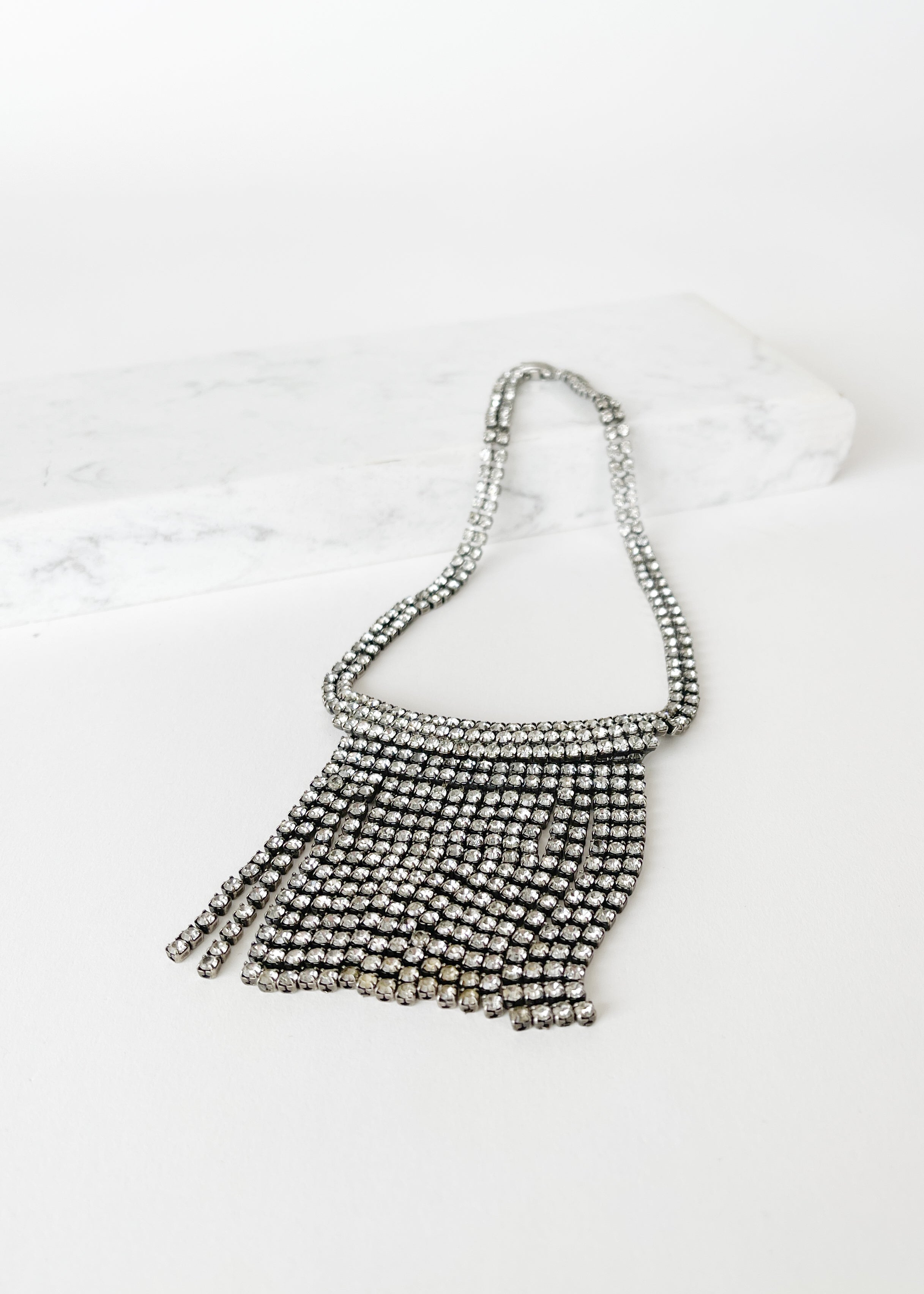 Vintage Rhinestone Fringe Necklace