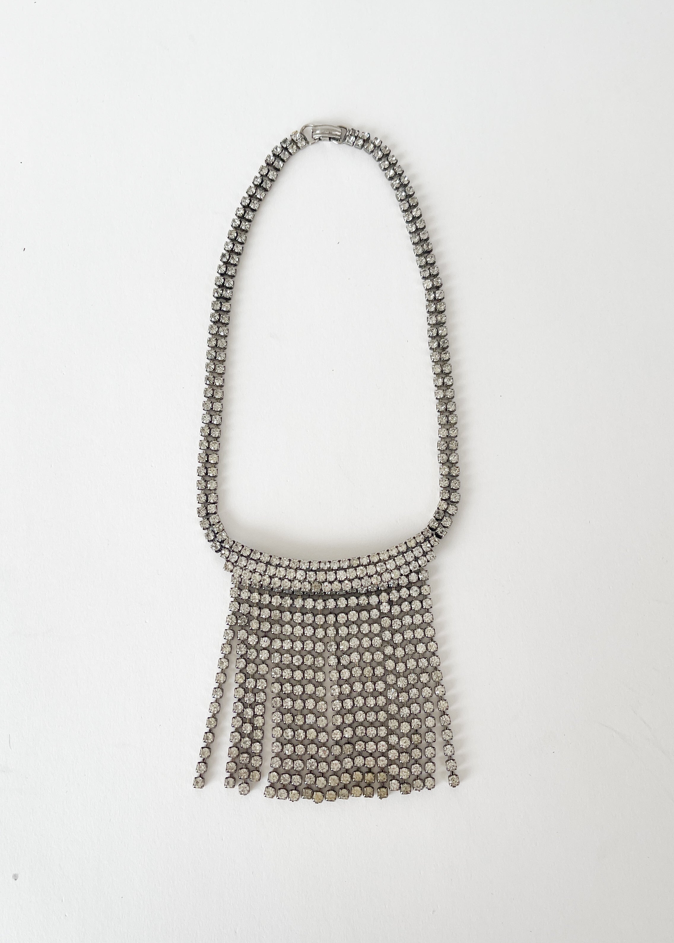 Vintage Rhinestone Fringe Necklace