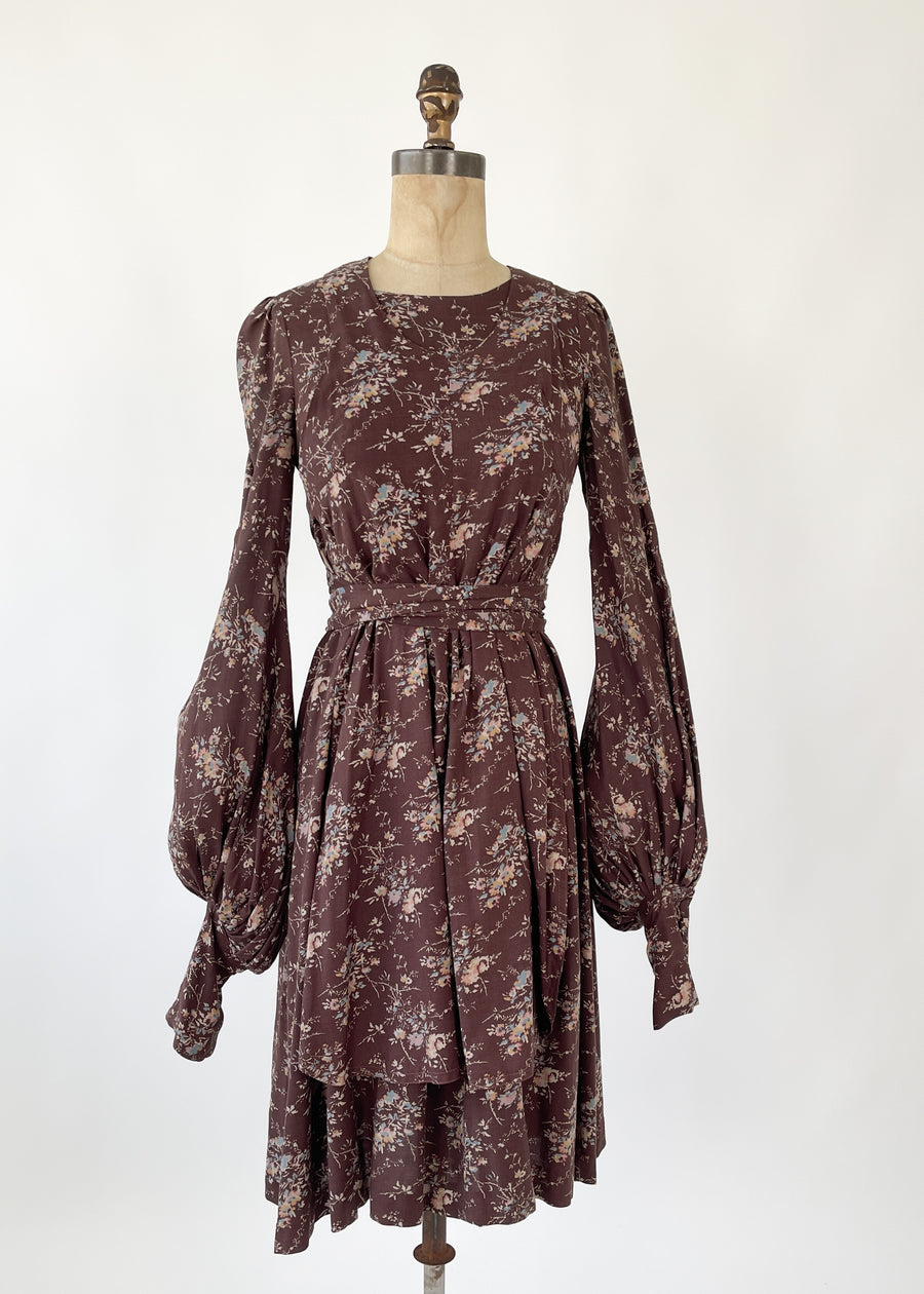 1960s Biba Floral Dress with Matching Apron