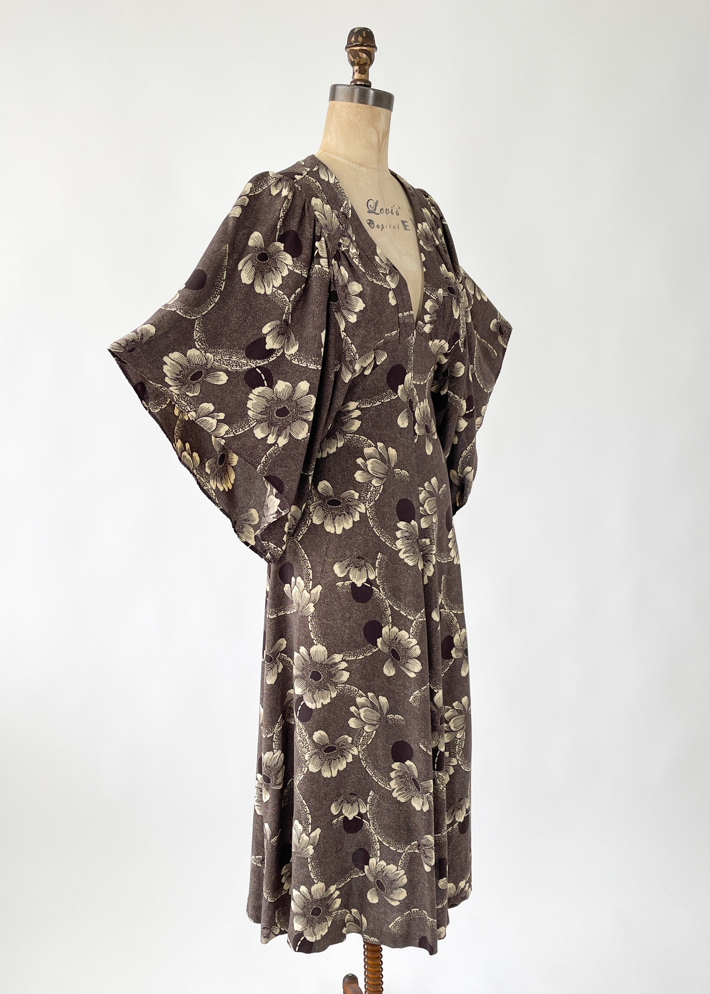 1970s Biba Floral Flutter Sleeve Dress