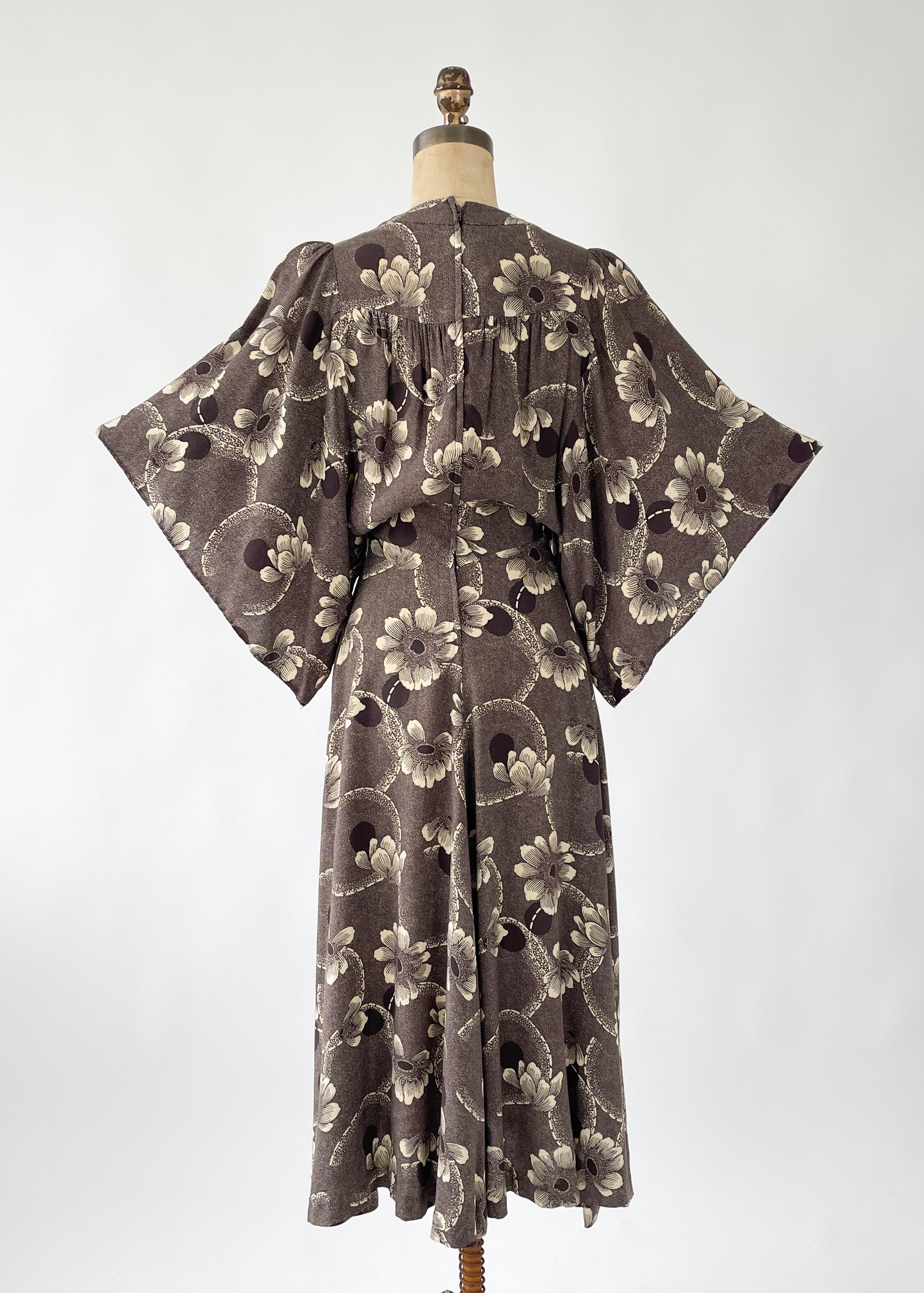 1970s Biba Floral Flutter Sleeve Dress