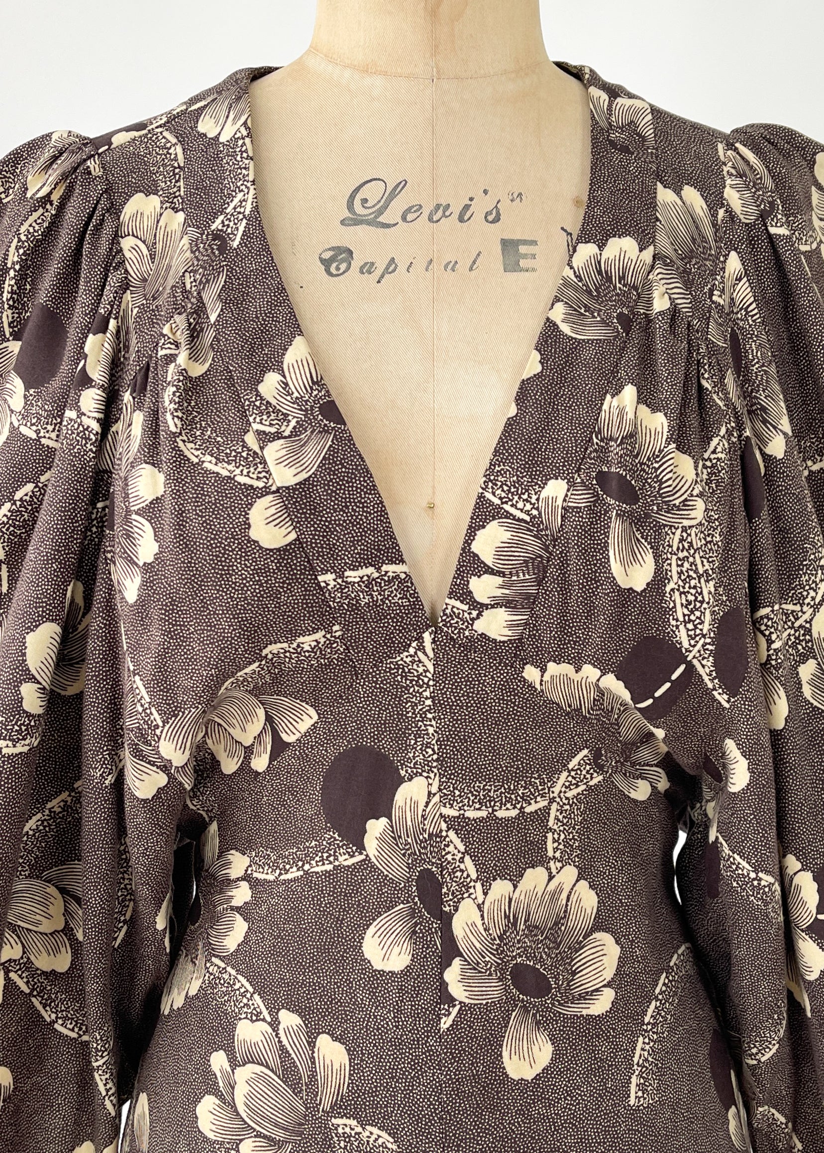 1970s Biba Floral Flutter Sleeve Dress