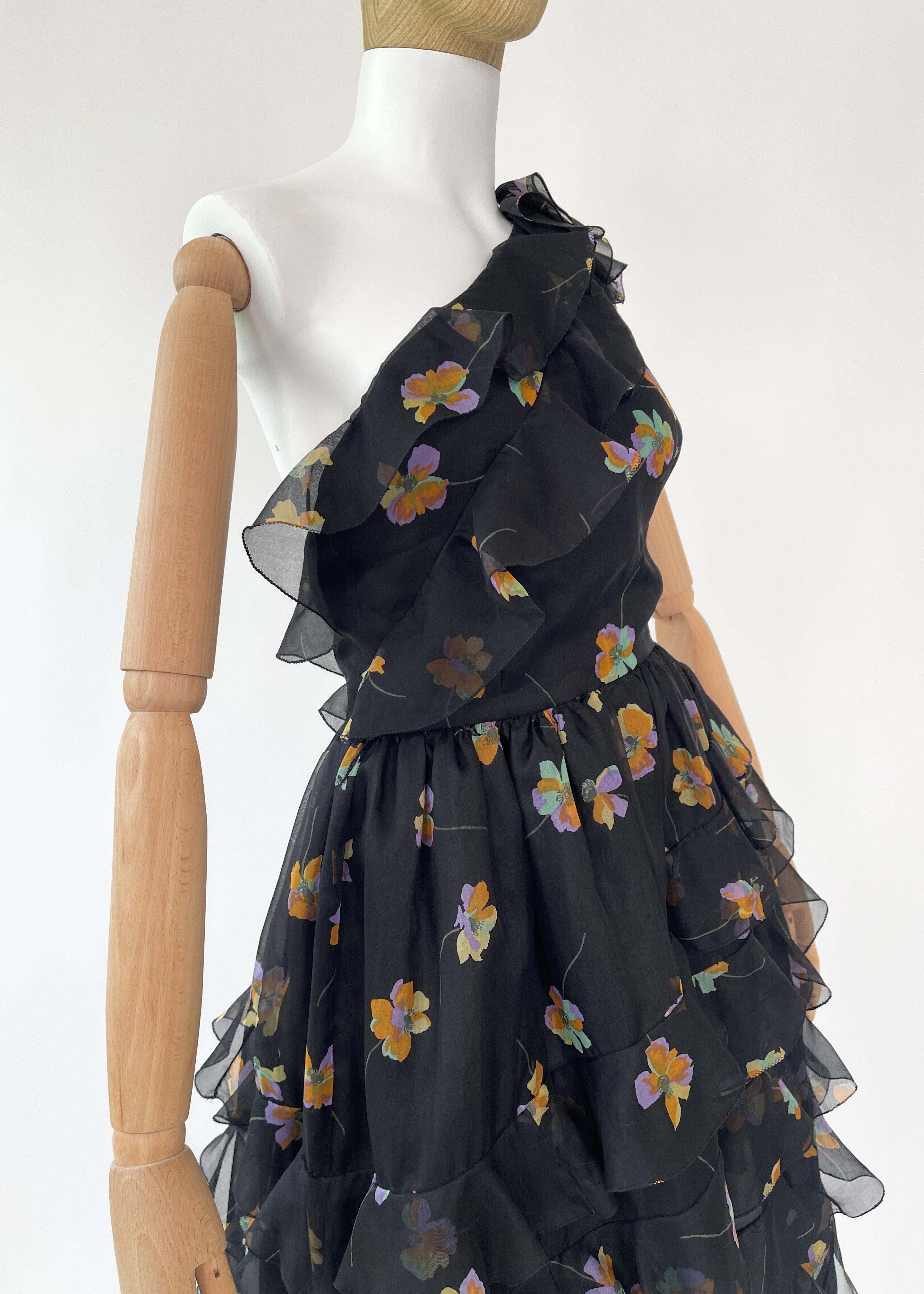 Vintage 1970s Bill Blass One Shoulder Dress