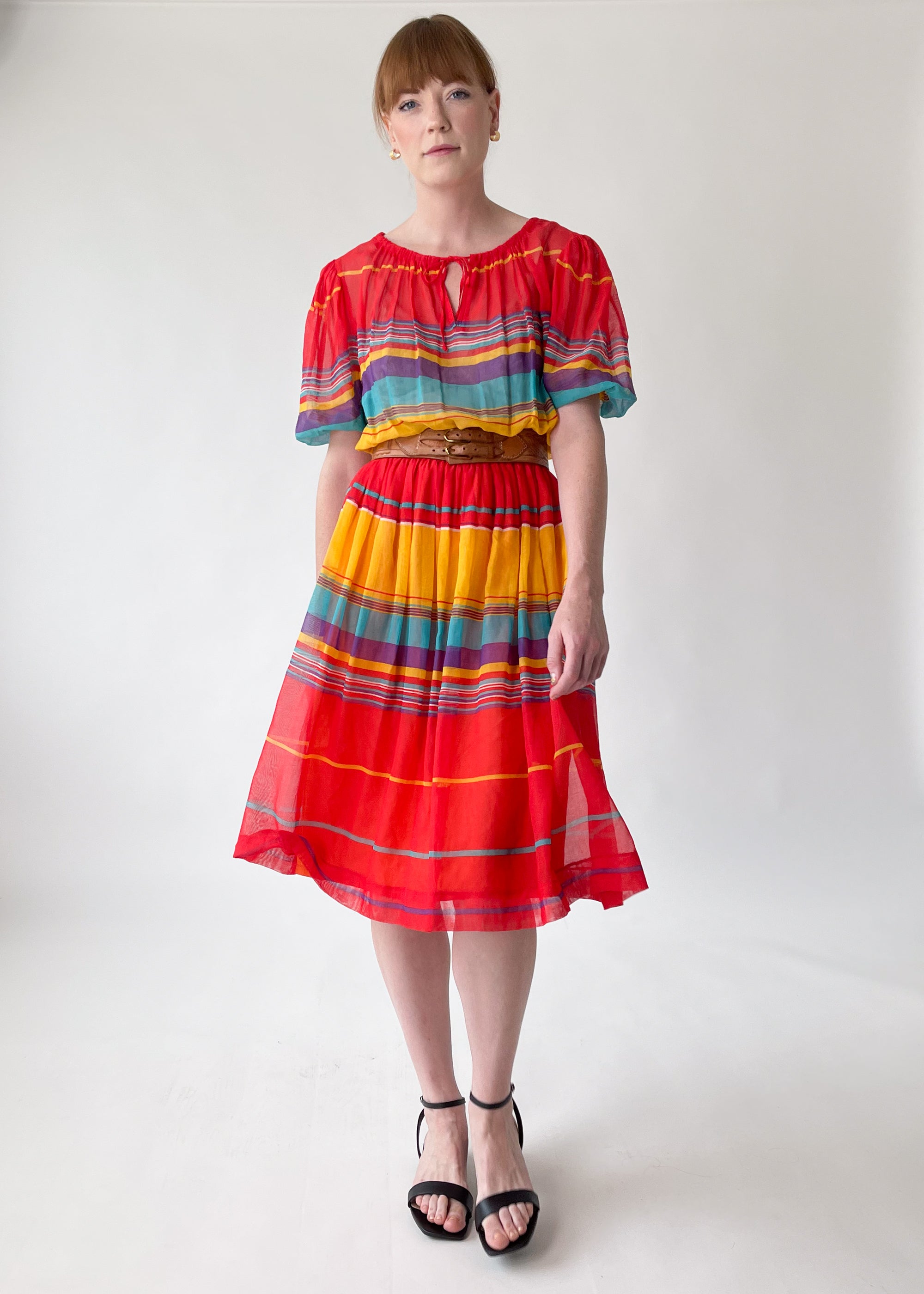 Vintage Celine Rainbow Striped Dress