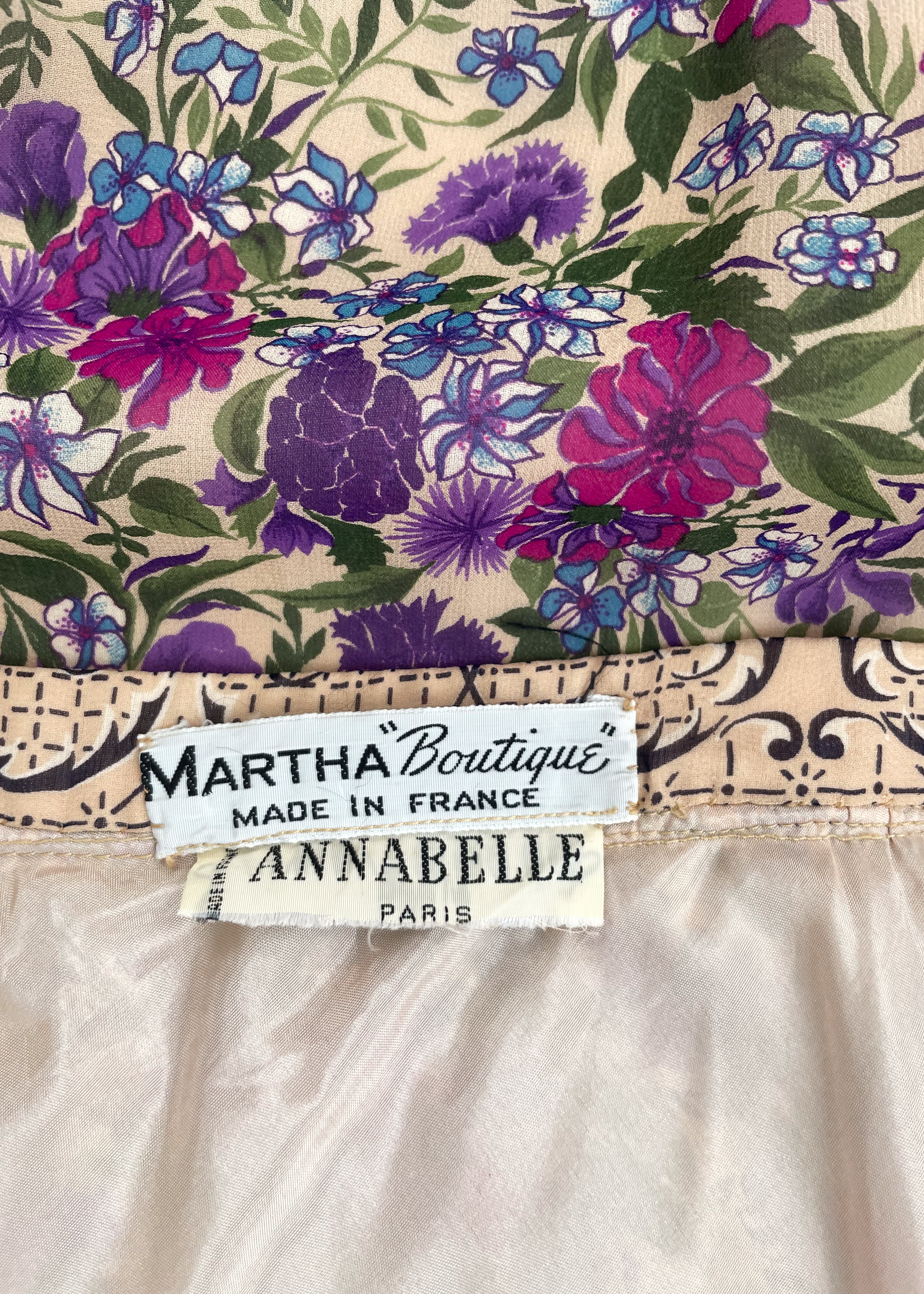 Vintage 1970s French Silk Floral Maxi Skirt