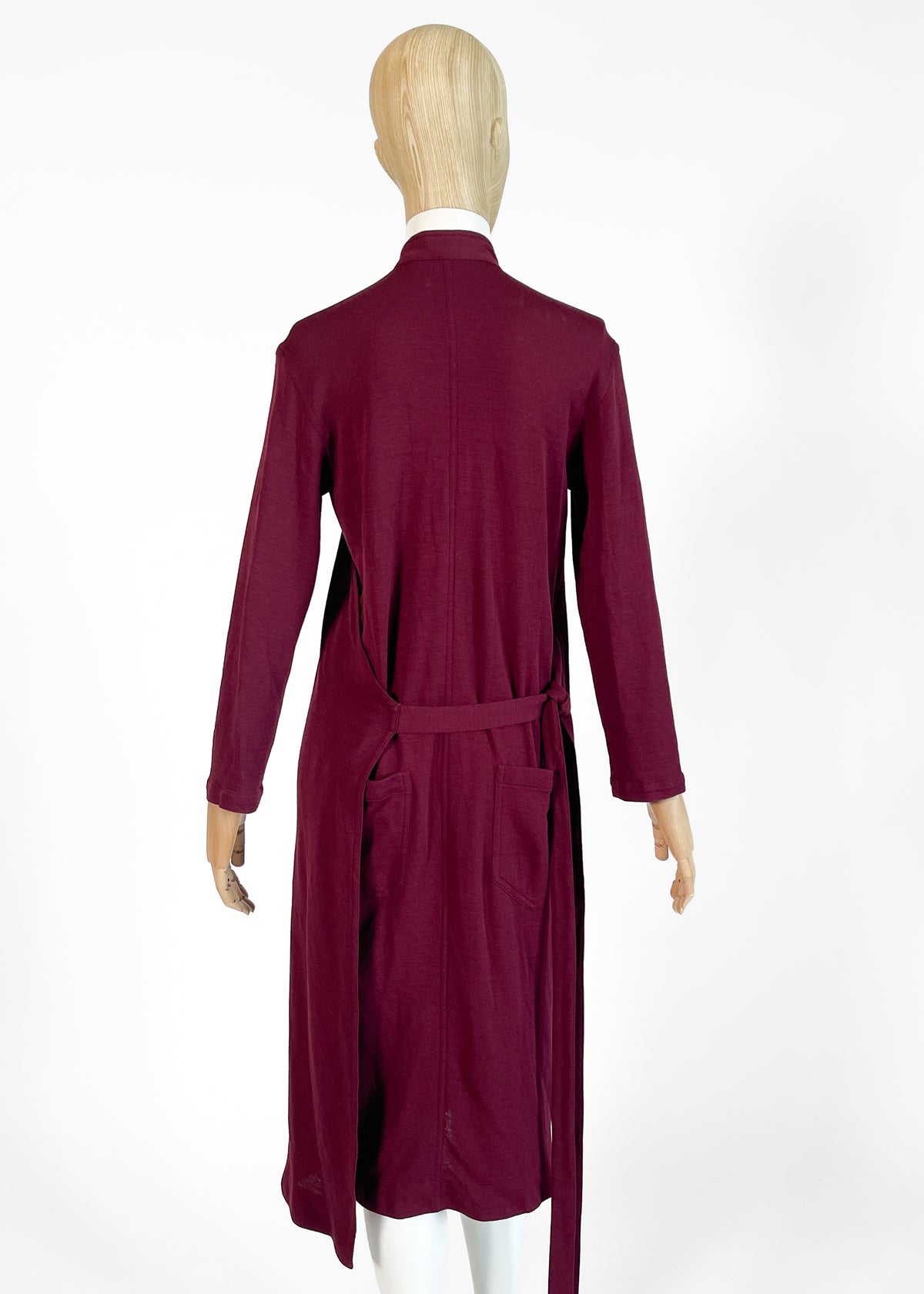 Vintage 1970s Issey Miyake Burgundy Wool Wrap Dress