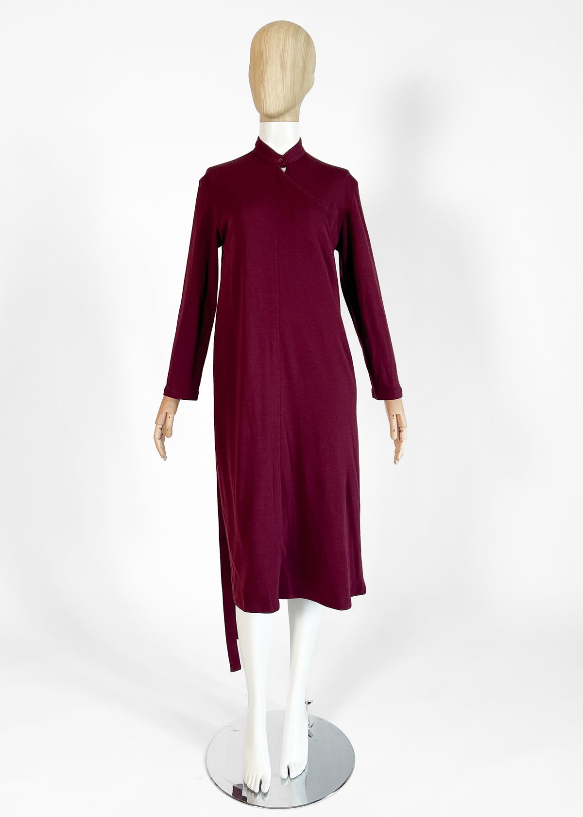 Vintage 1970s Issey Miyake Burgundy Wool Wrap Dress