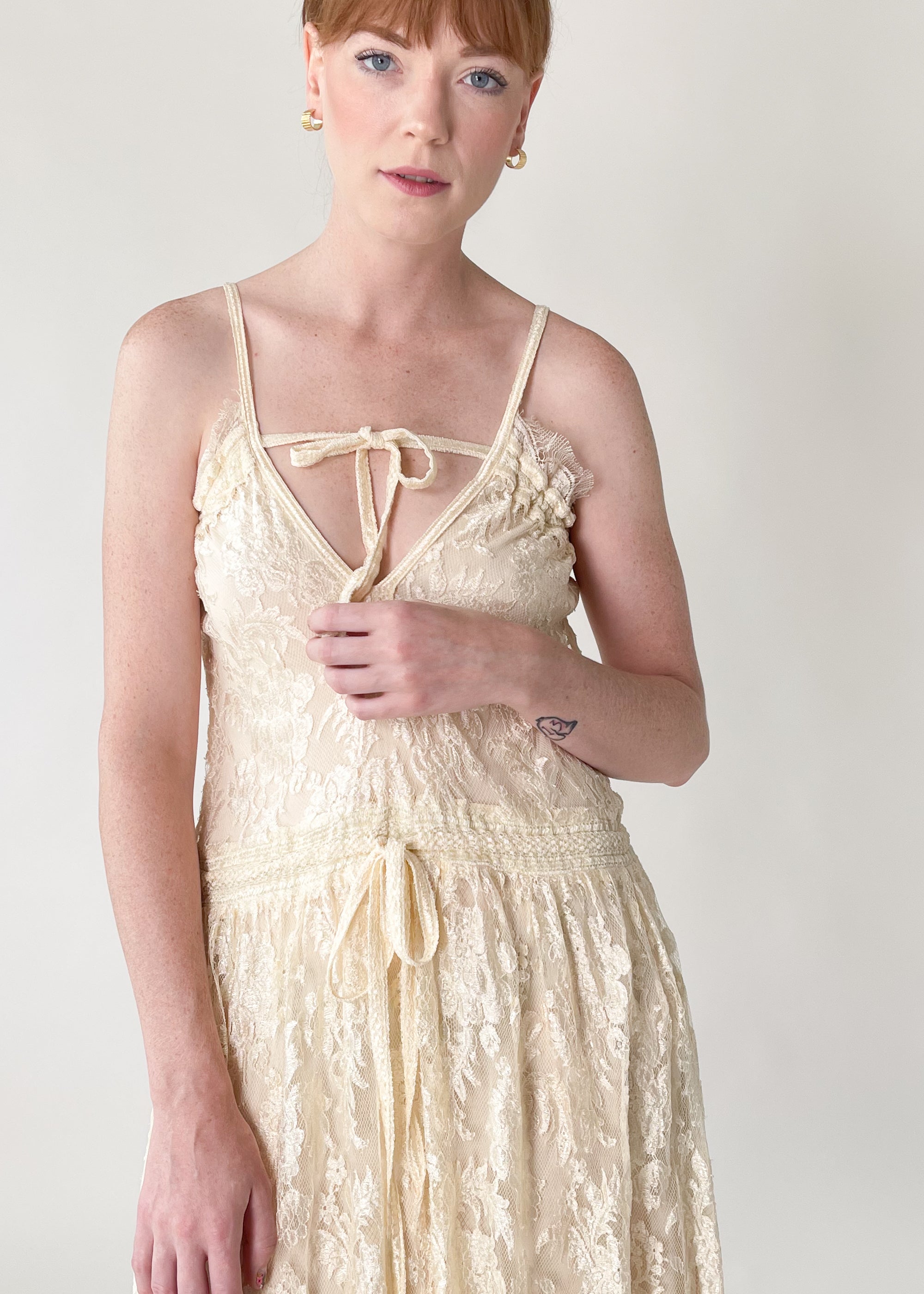 Vintage 1970s Janice Wainwright Lace Dress