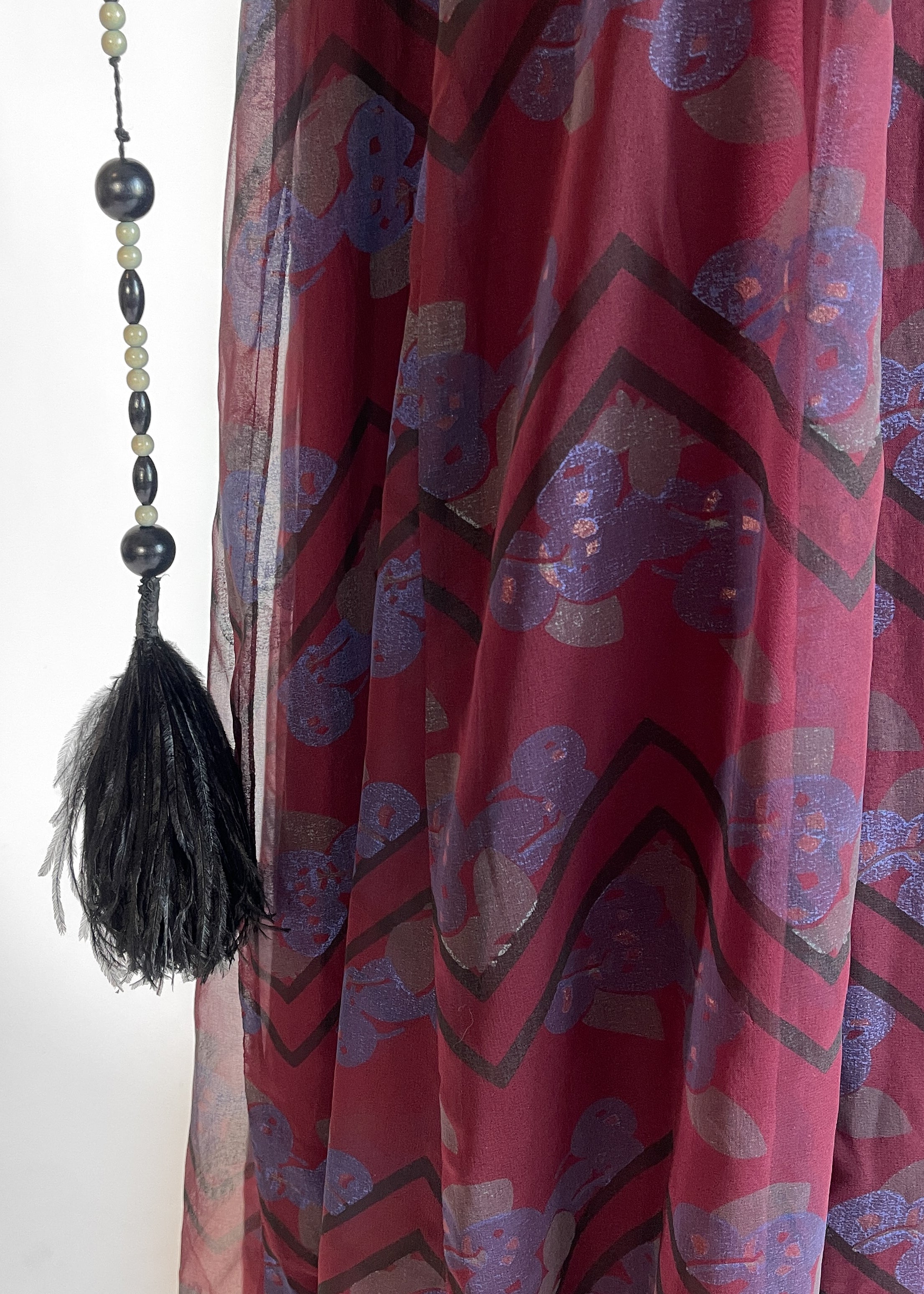 1970s Jean Varon Dress with Feather Tassels
