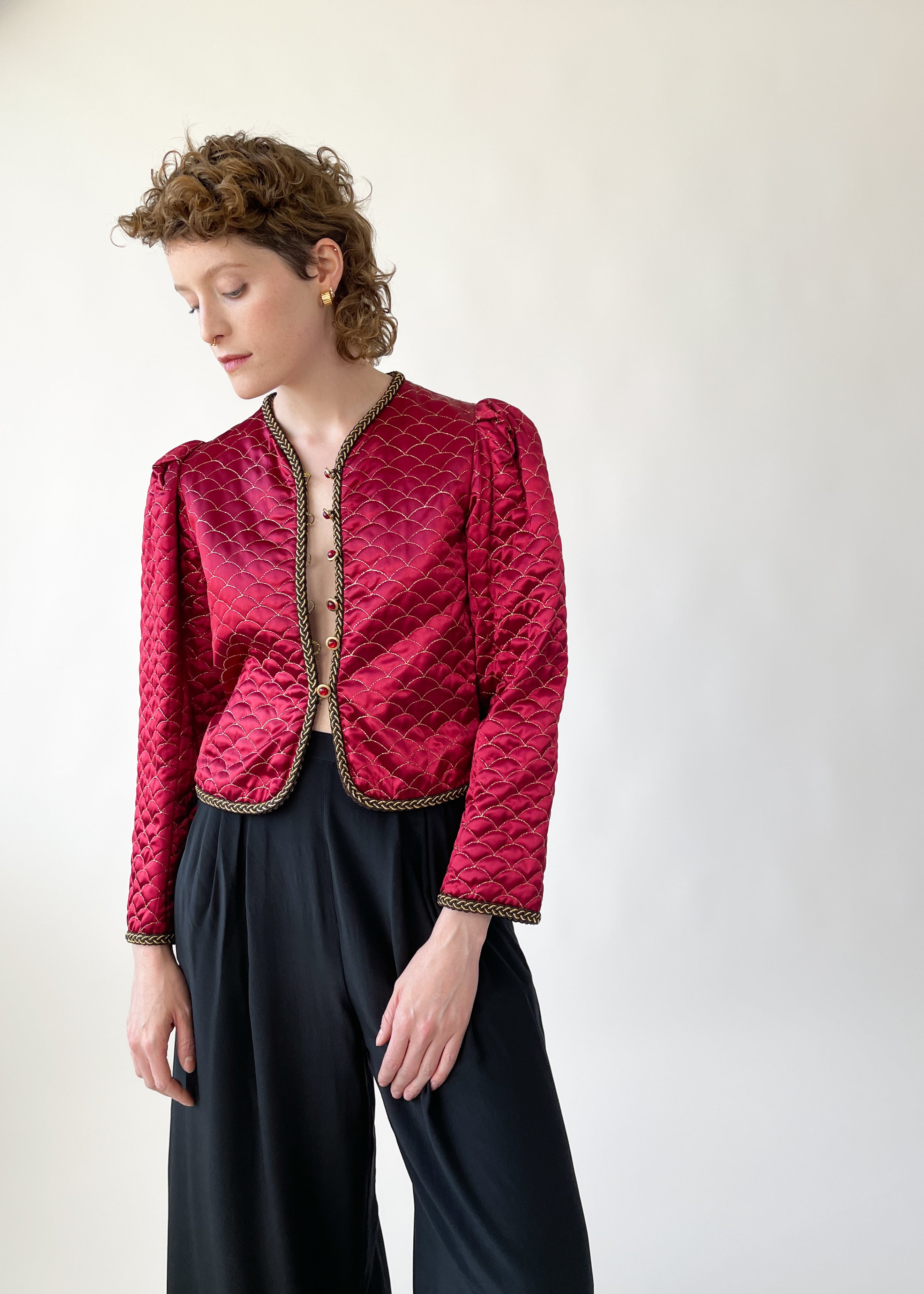 Vintage 1970s Yves Saint Laurent Cropped Satin Jacket