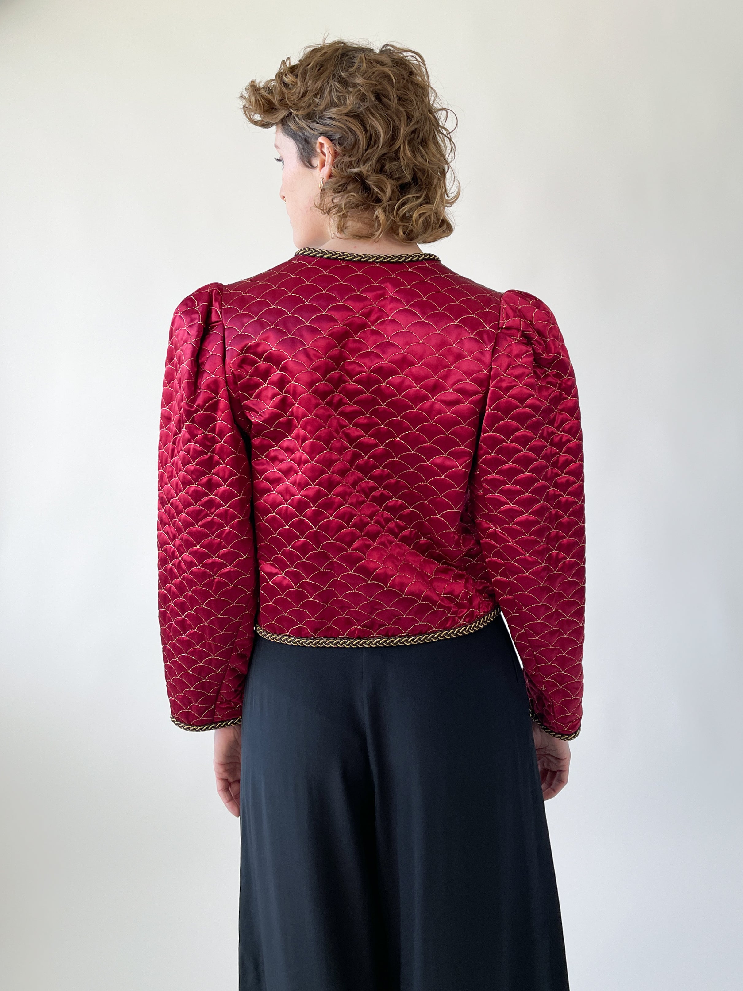 Vintage 1970s Yves Saint Laurent Cropped Satin Jacket