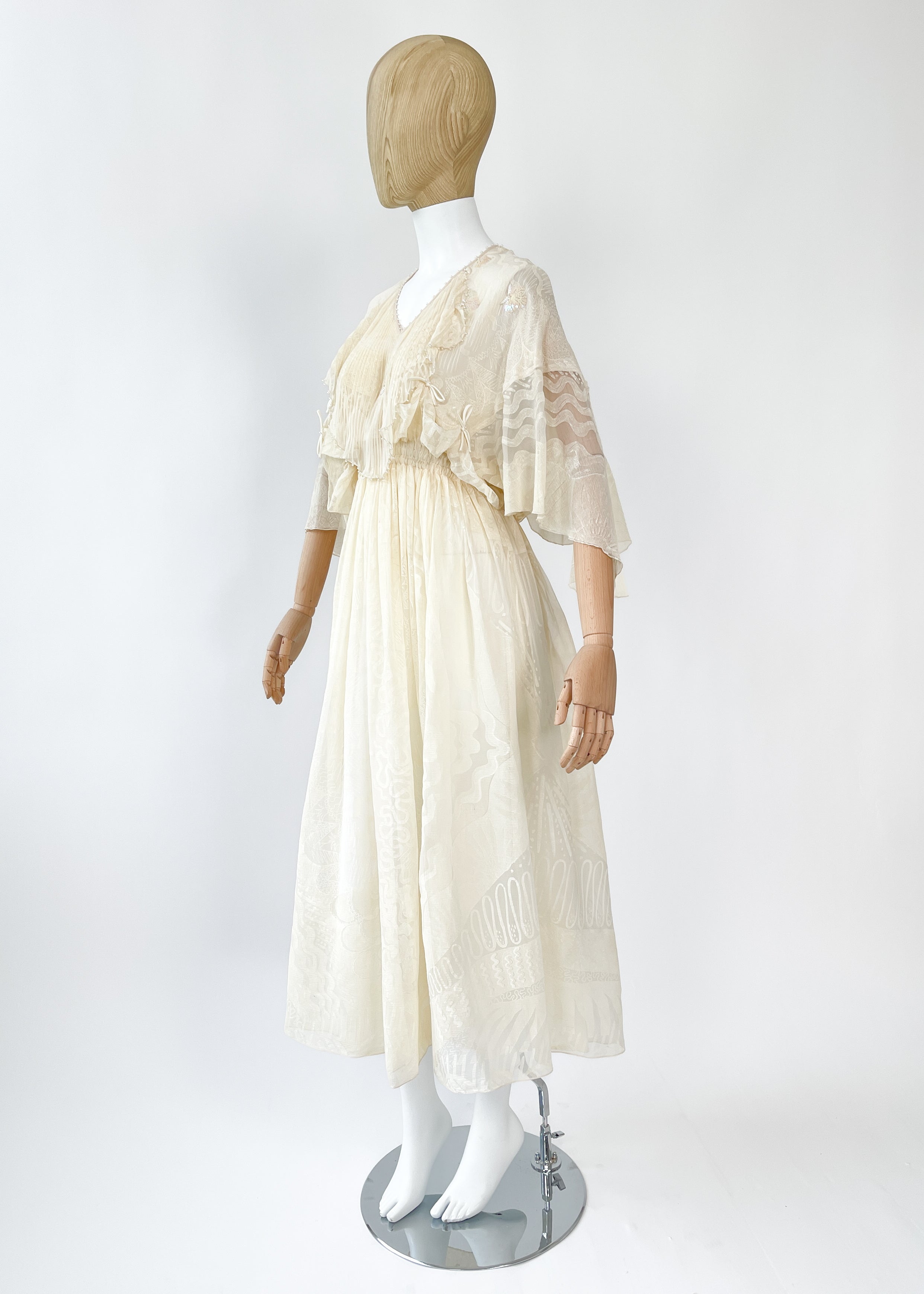 Vintage 1970s Zandra Rhodes Hand-Painted "Shell" Dress