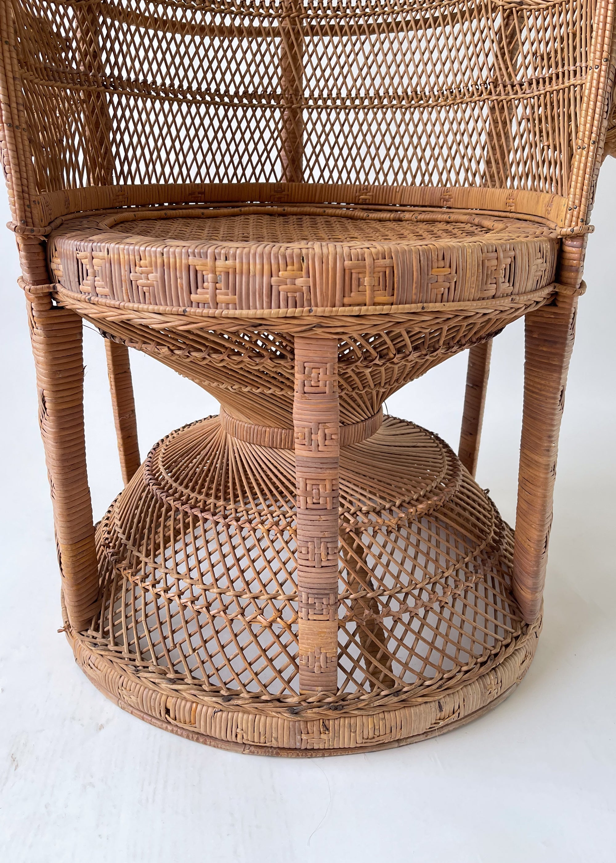 Vintage 1970s Wicker Peacock Throne Chair