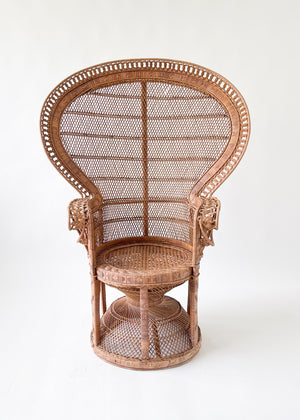 Vintage 1970s Wicker Peacock Throne Chair