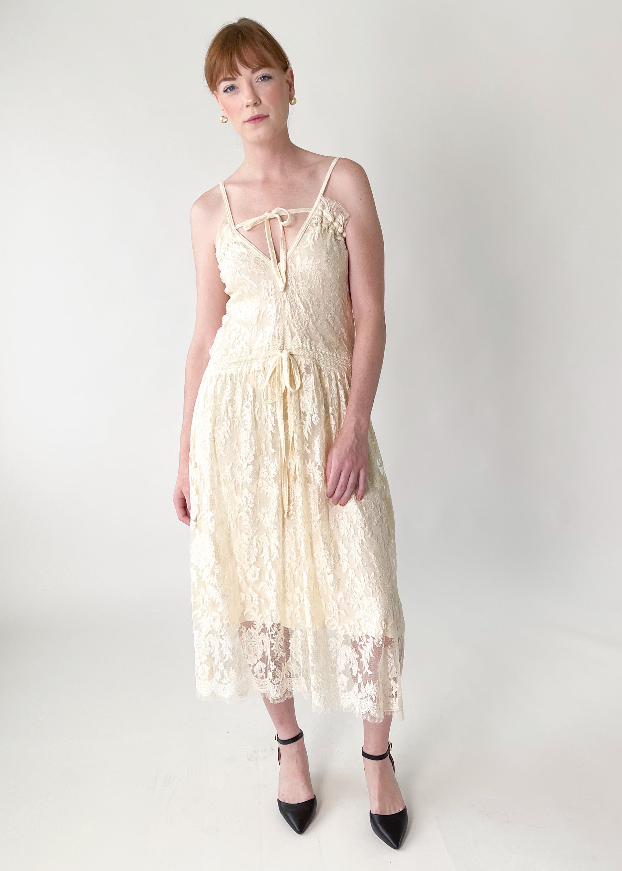 Vintage 1970s Janice Wainwright Lace Dress