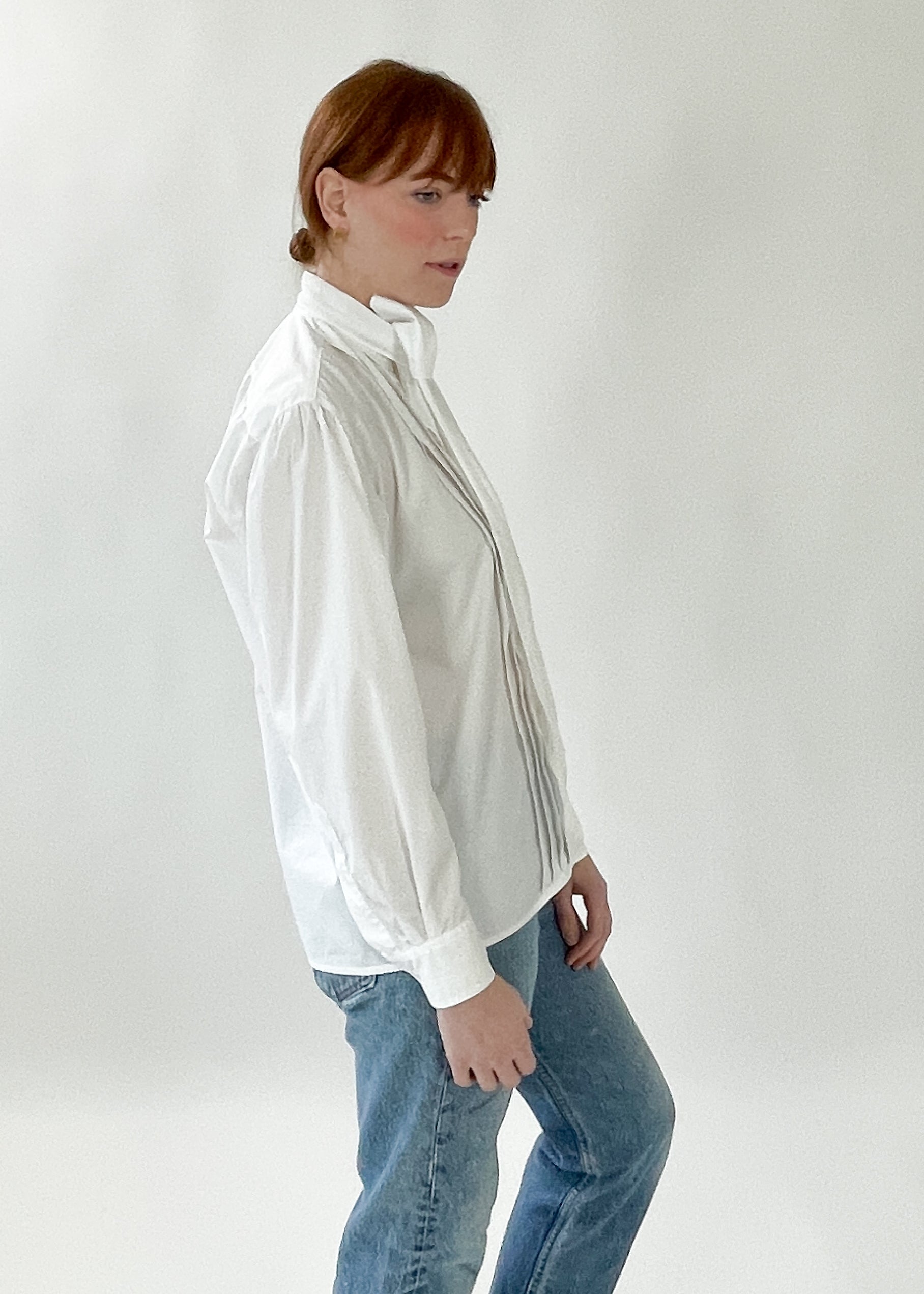 Vintage 1980s Ralph Lauren Cotton Tie Neck Shirt