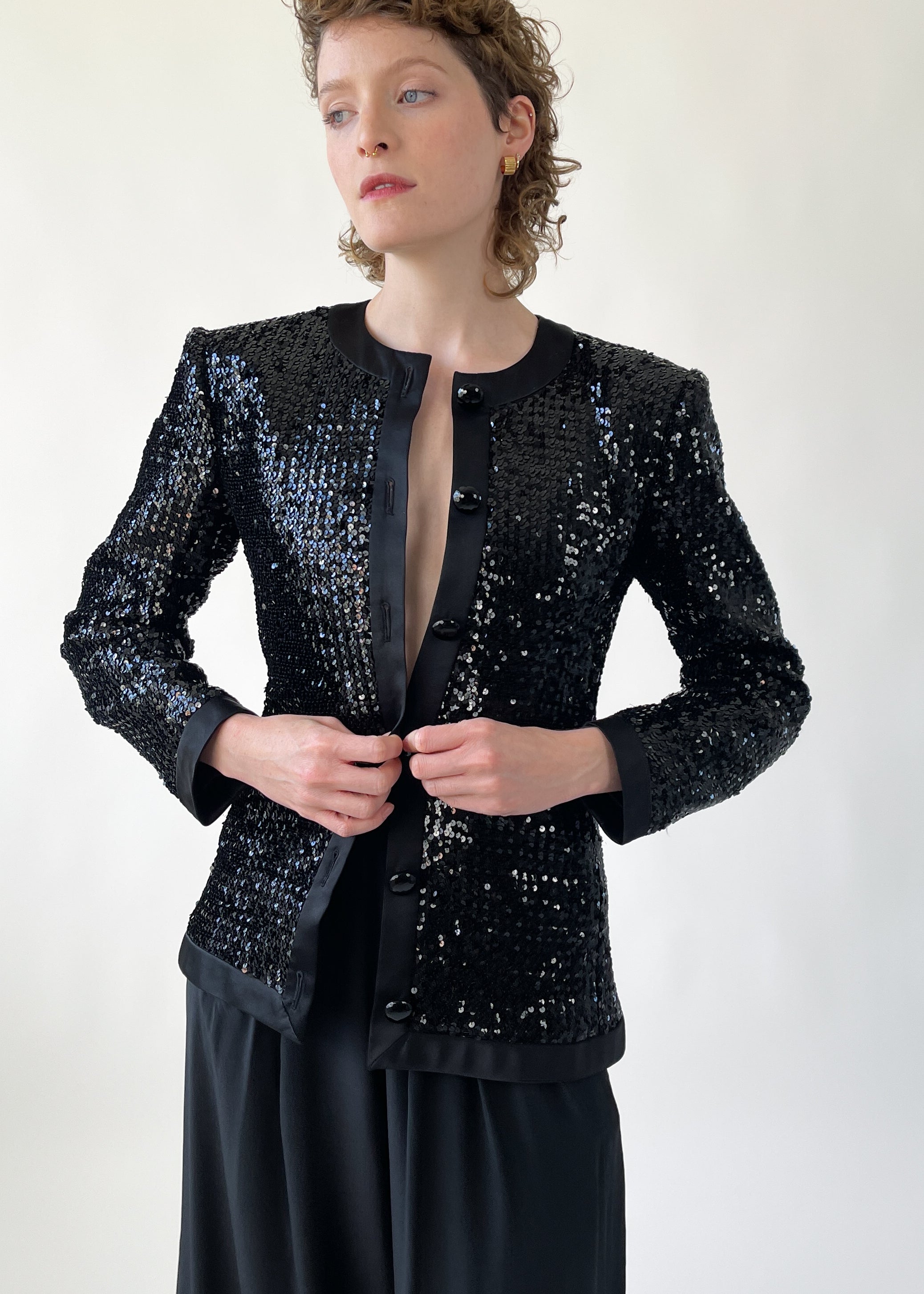 Vintage 1980s Yves Saint Laurent Sequin Jacket