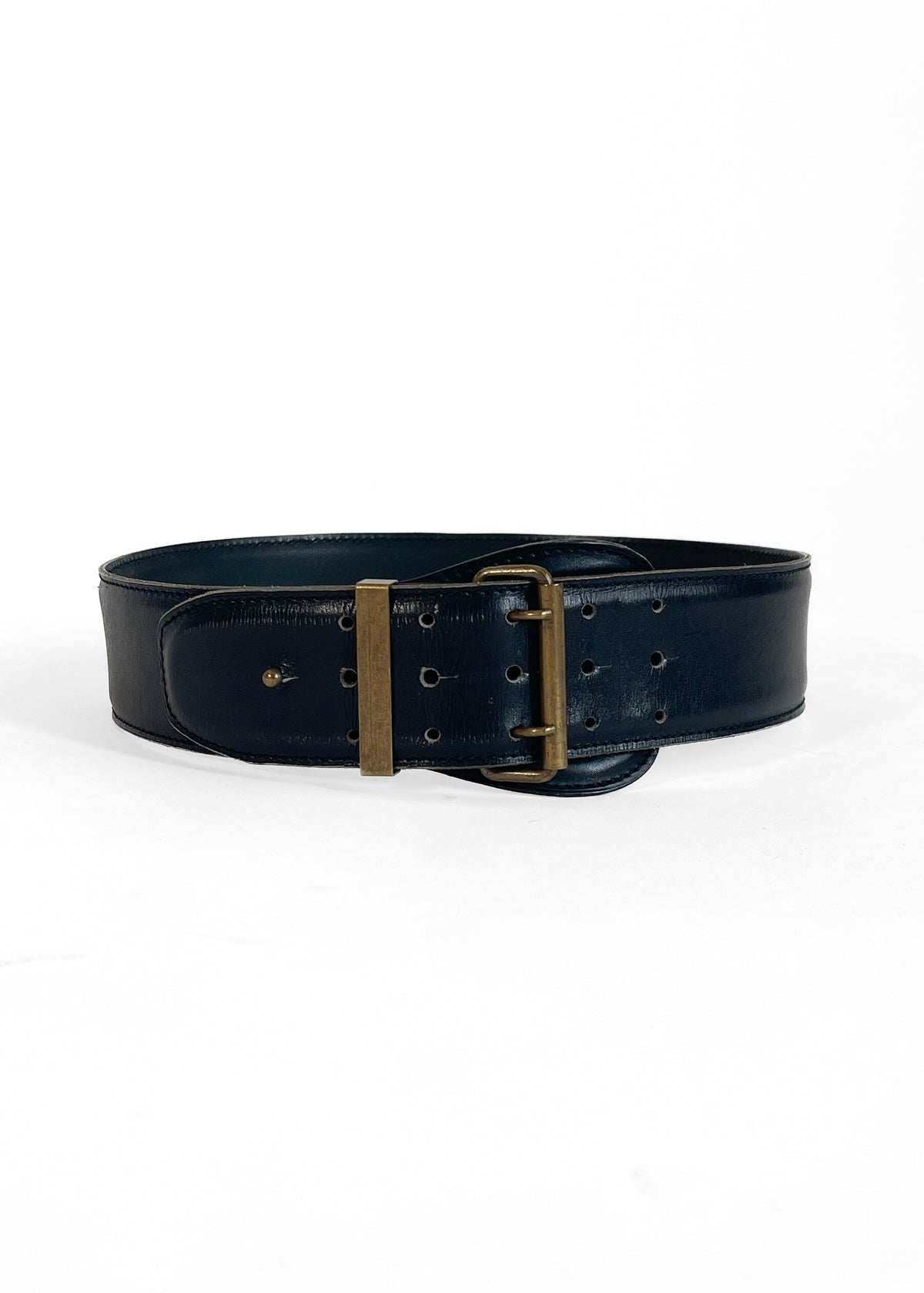 Vintage Alaïa Black Leather Wide Belt — Fall/Winter 1987 display picture 2