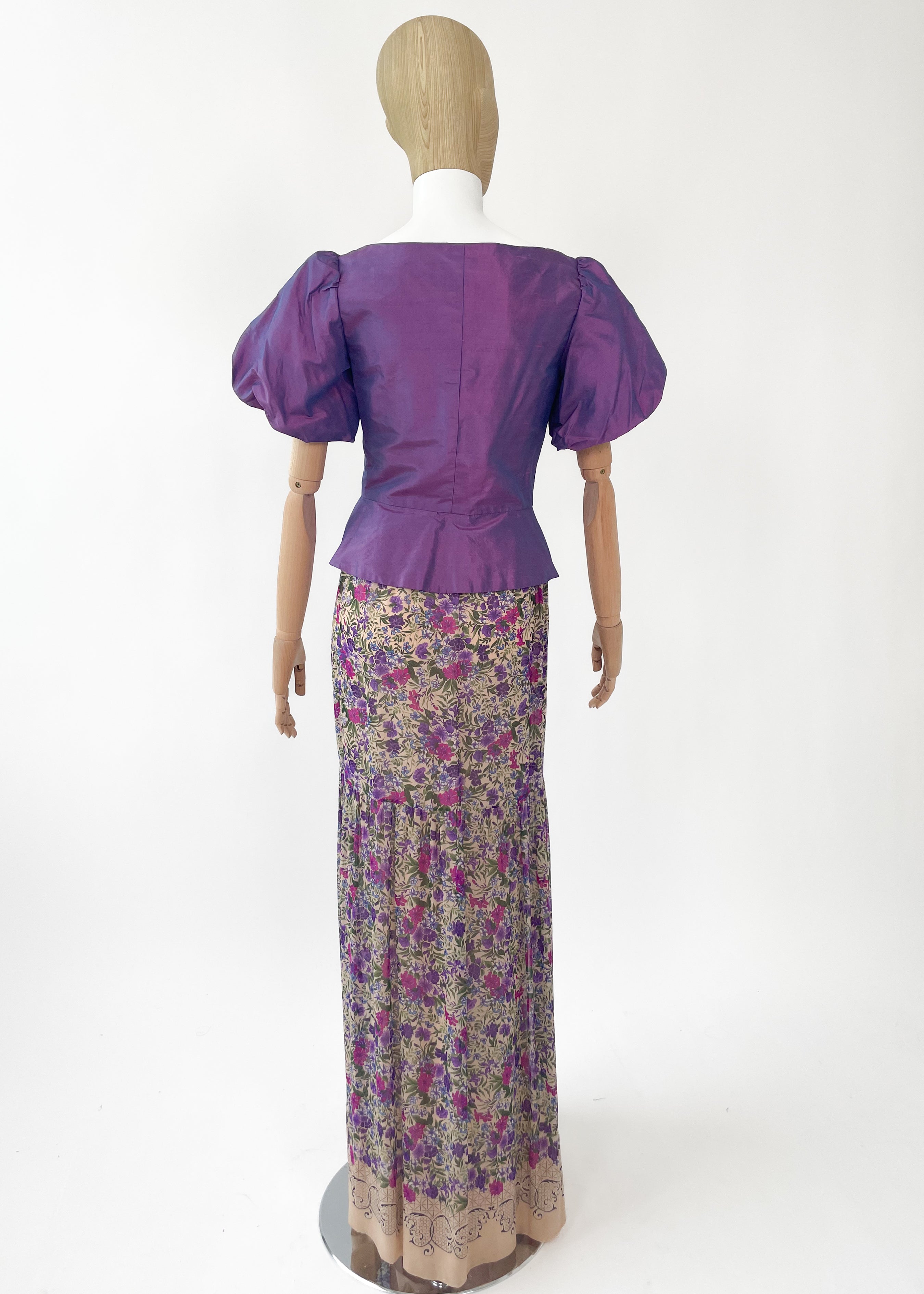 Vintage Purple Silk Lace Up Top