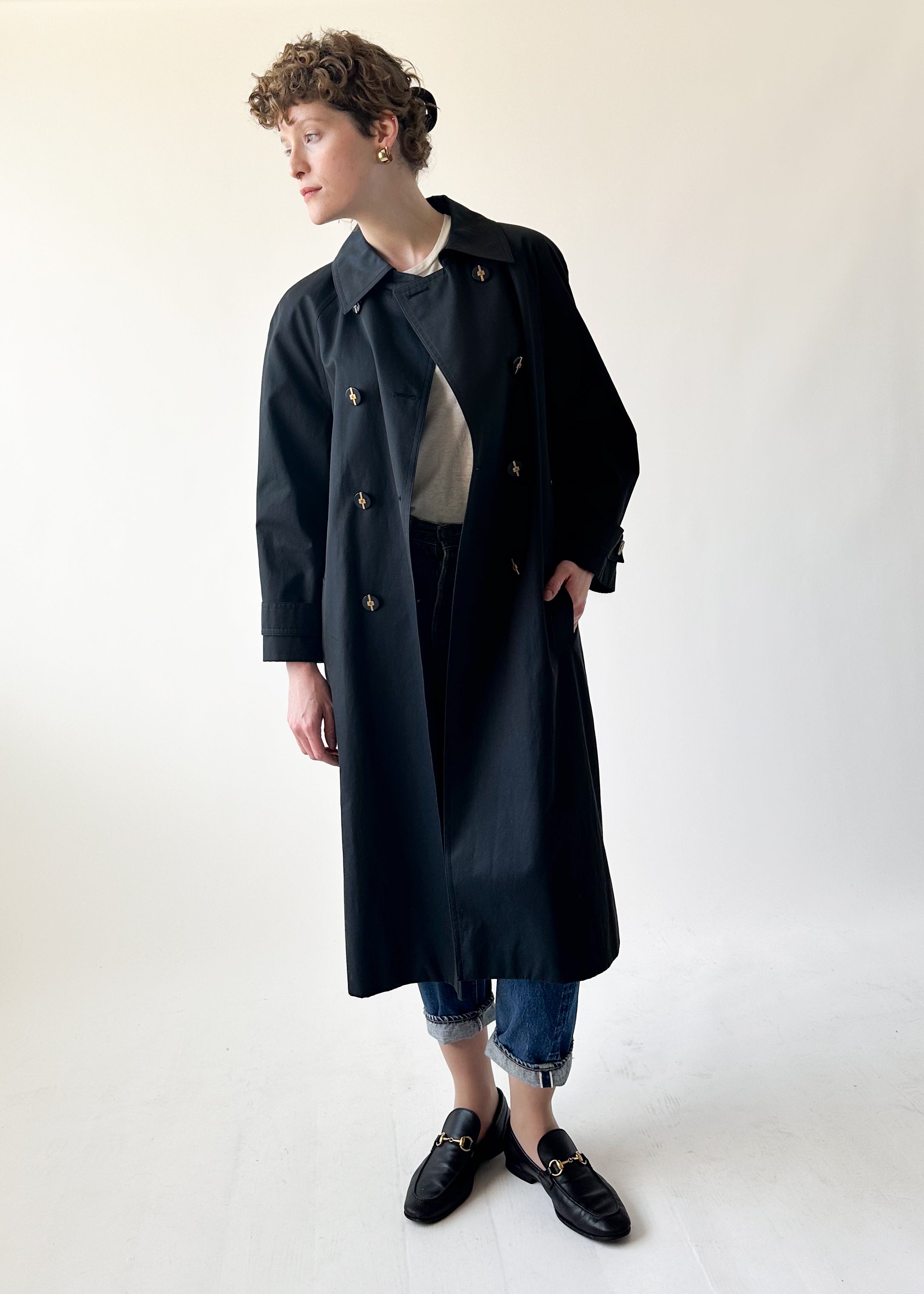 Vintage Louis Féraud Black Trench Coat