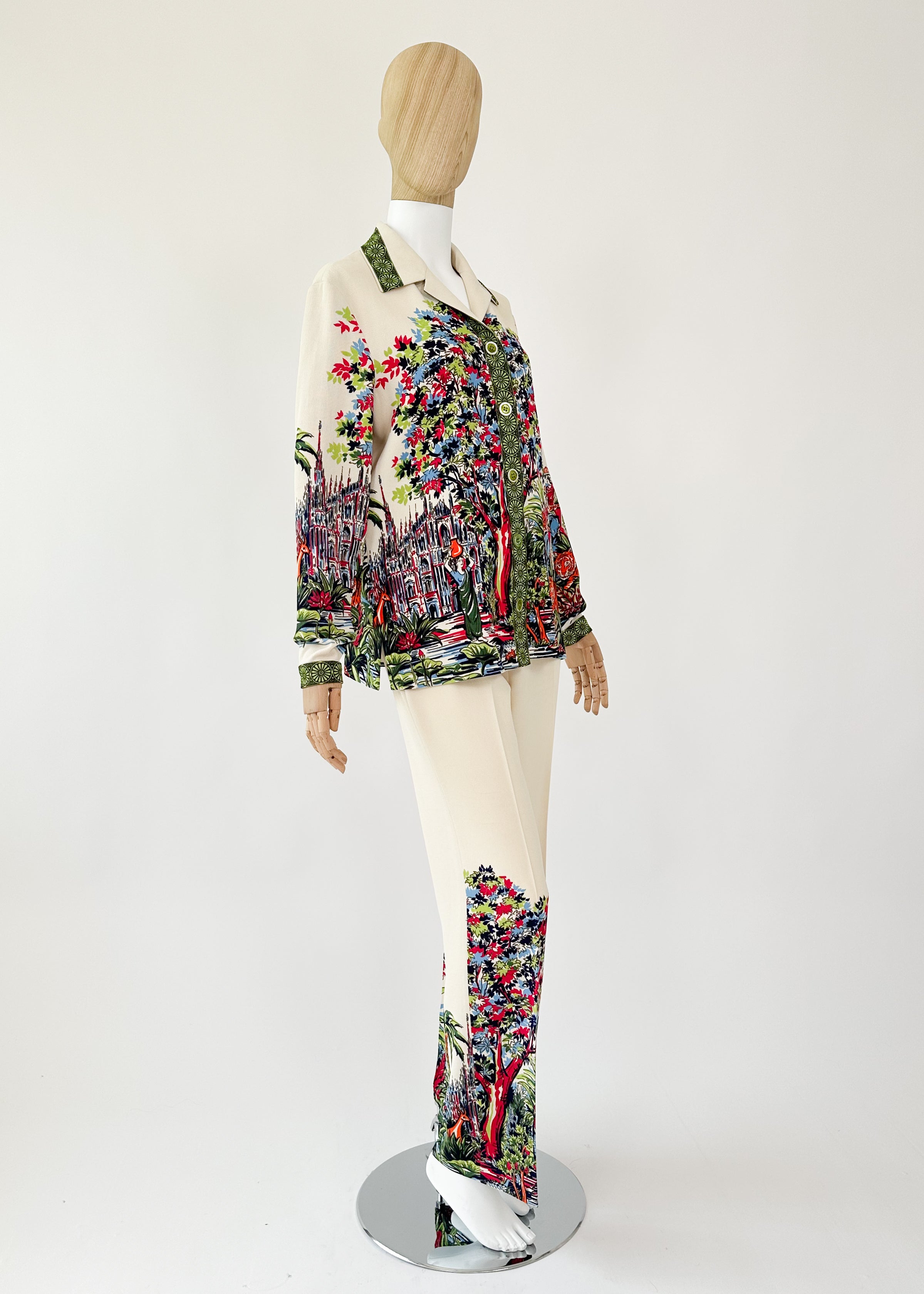 Vintage Moschino 1997 Tropical Print Pant Suit