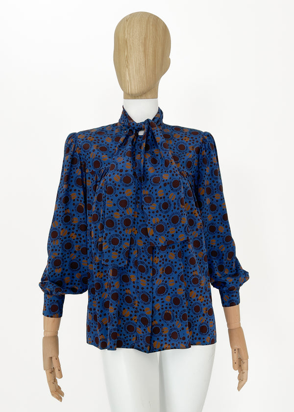 【SAINT LAURENT】Floral Blouse Vintage Yves Saint Laurent 1980s Silk Blouse - Raleigh Vintage