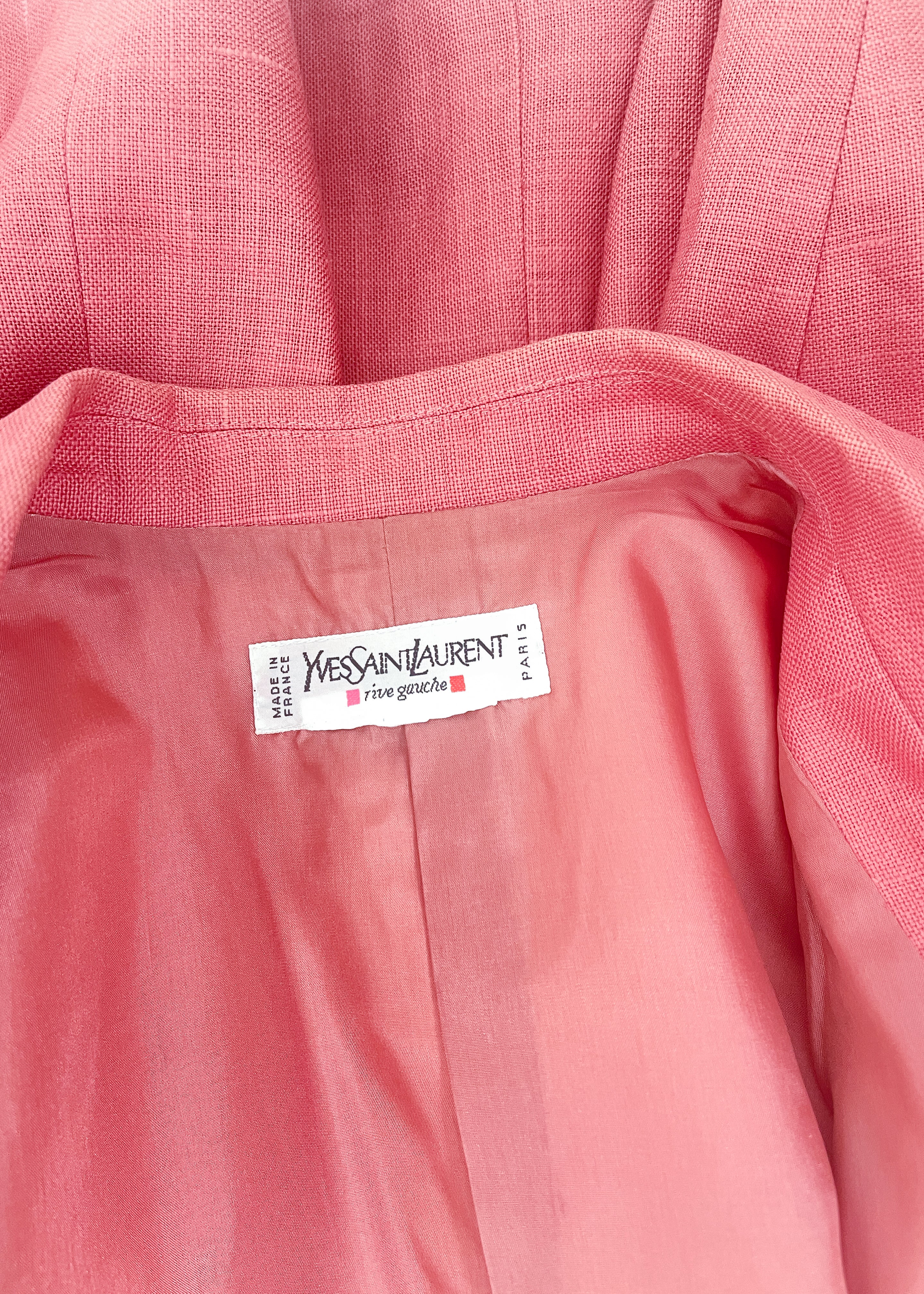 Vintage Yves Saint Laurent Pink Linen Blazer