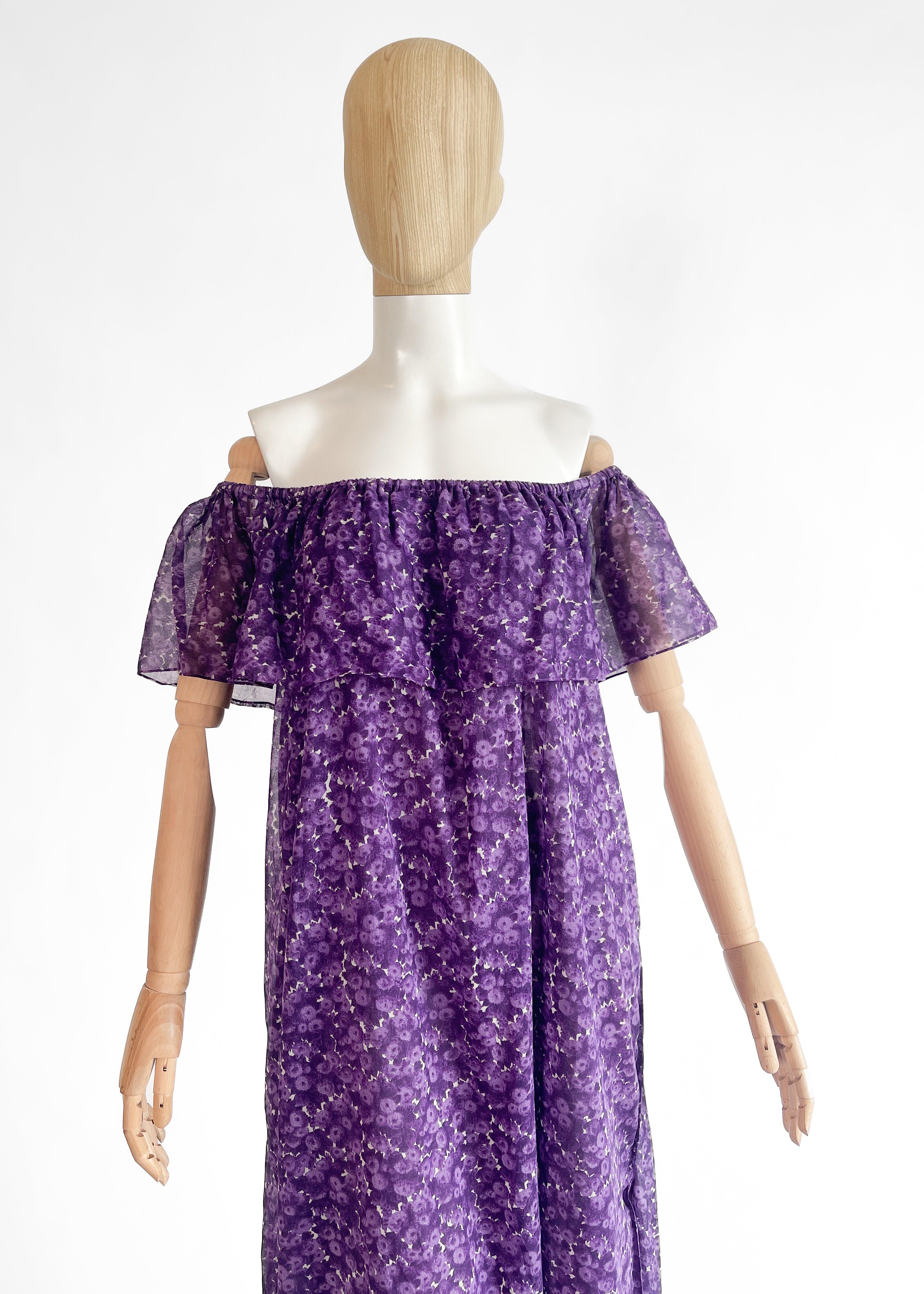 Yves Saint Laurent Floral Silk Maxi Dress Spring 1976