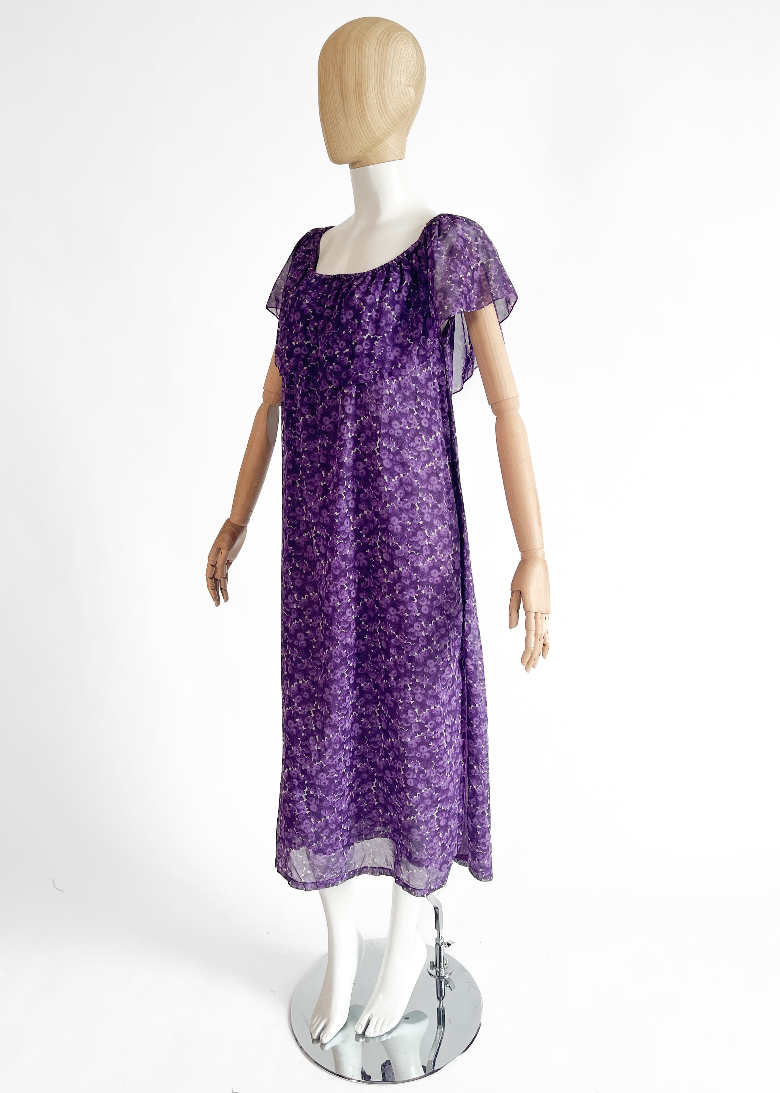 Yves Saint Laurent Floral Silk Maxi Dress Spring 1976