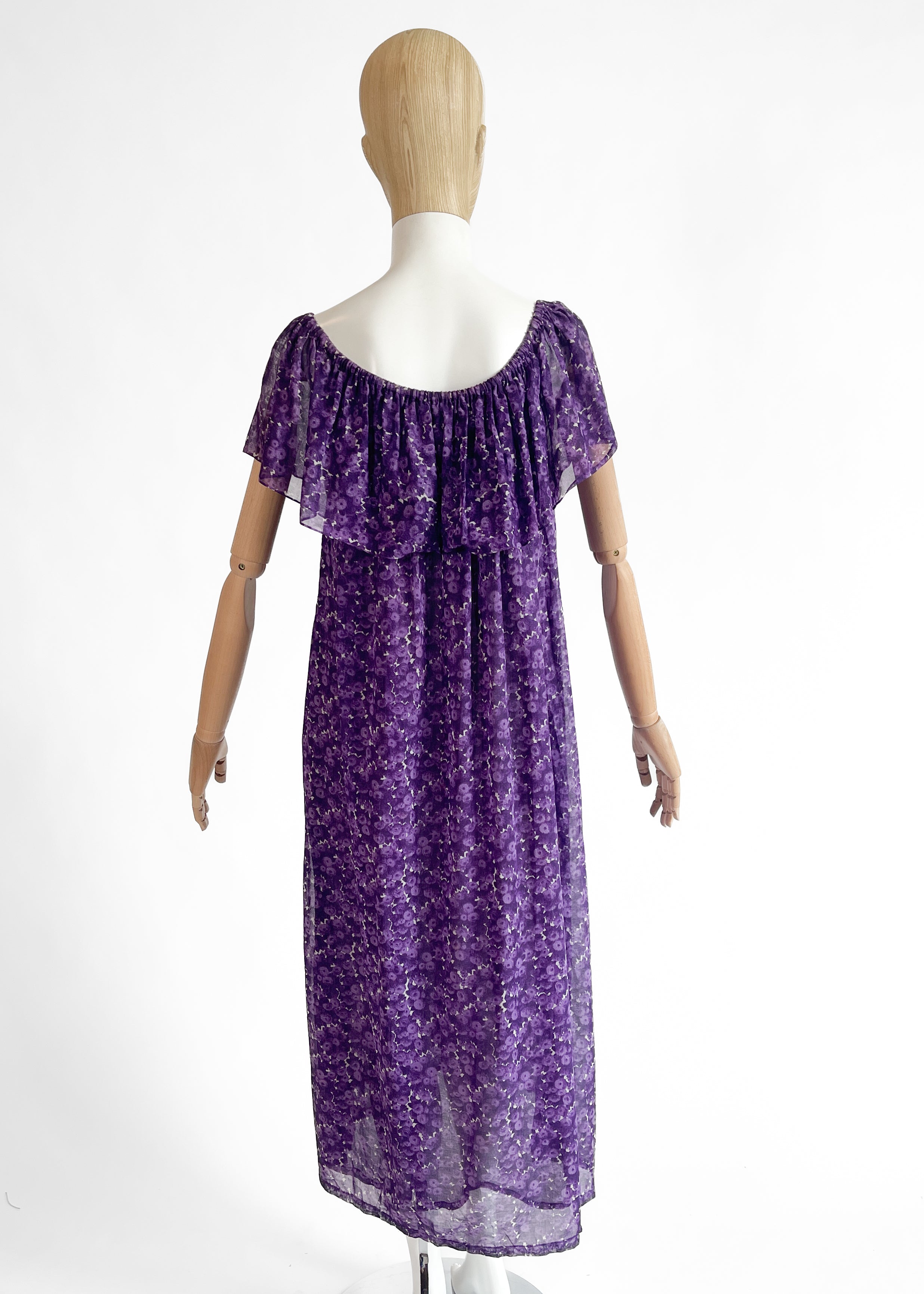 Yves Saint Laurent Floral Silk Maxi Dress Spring 1976