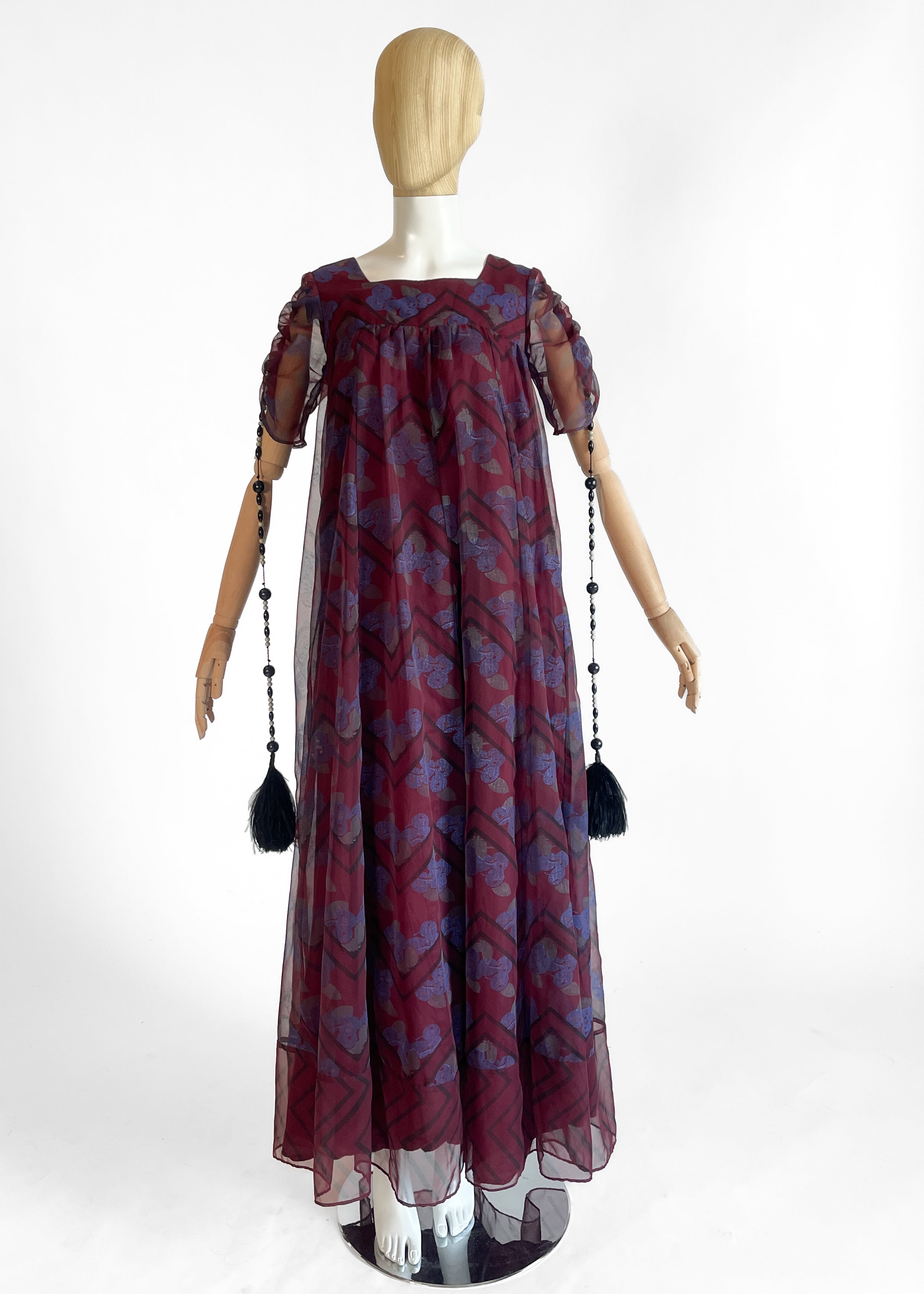 1970s Jean Varon Dress with Feather Tassels