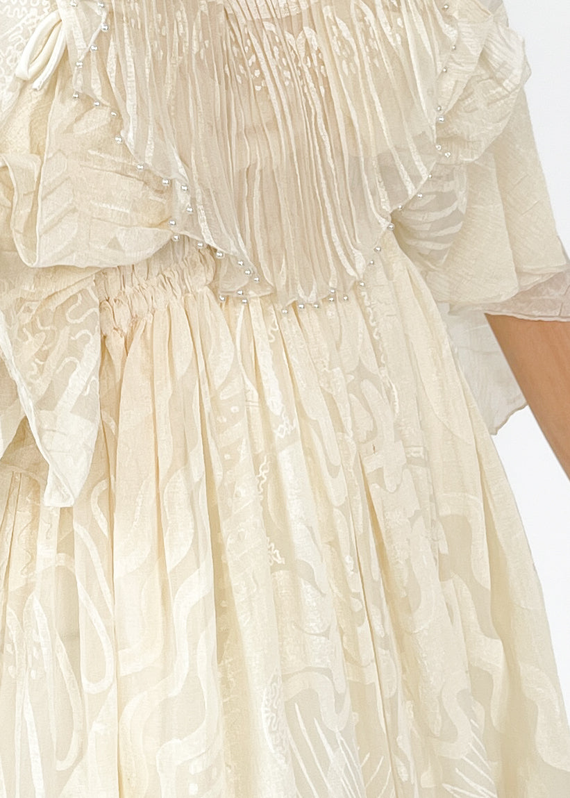 Vintage 1970s Zandra Rhodes Hand-Painted "Shell" Dress