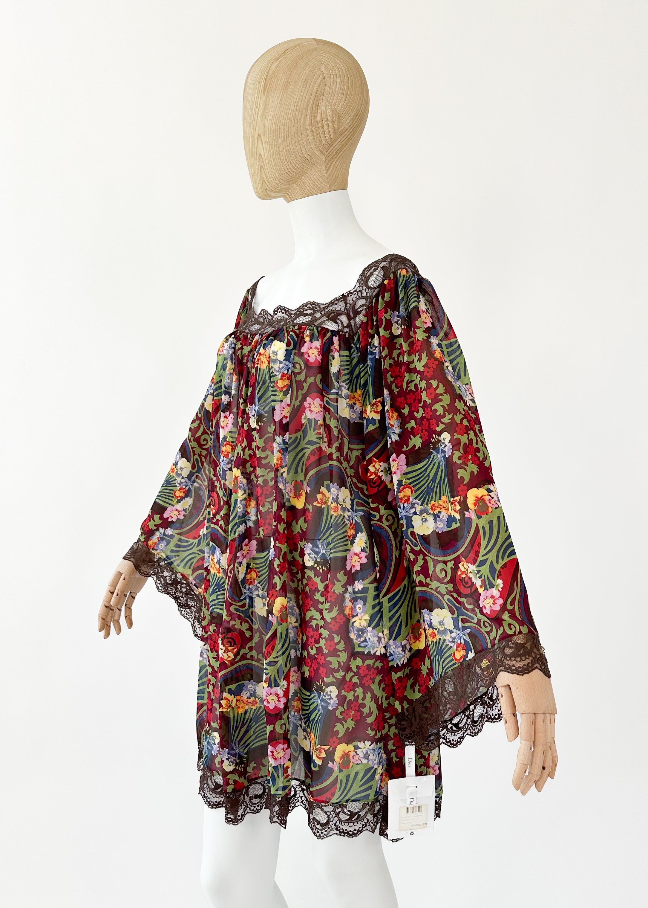 Christian Dior Floral Silk Mini Dress Galliano Era
