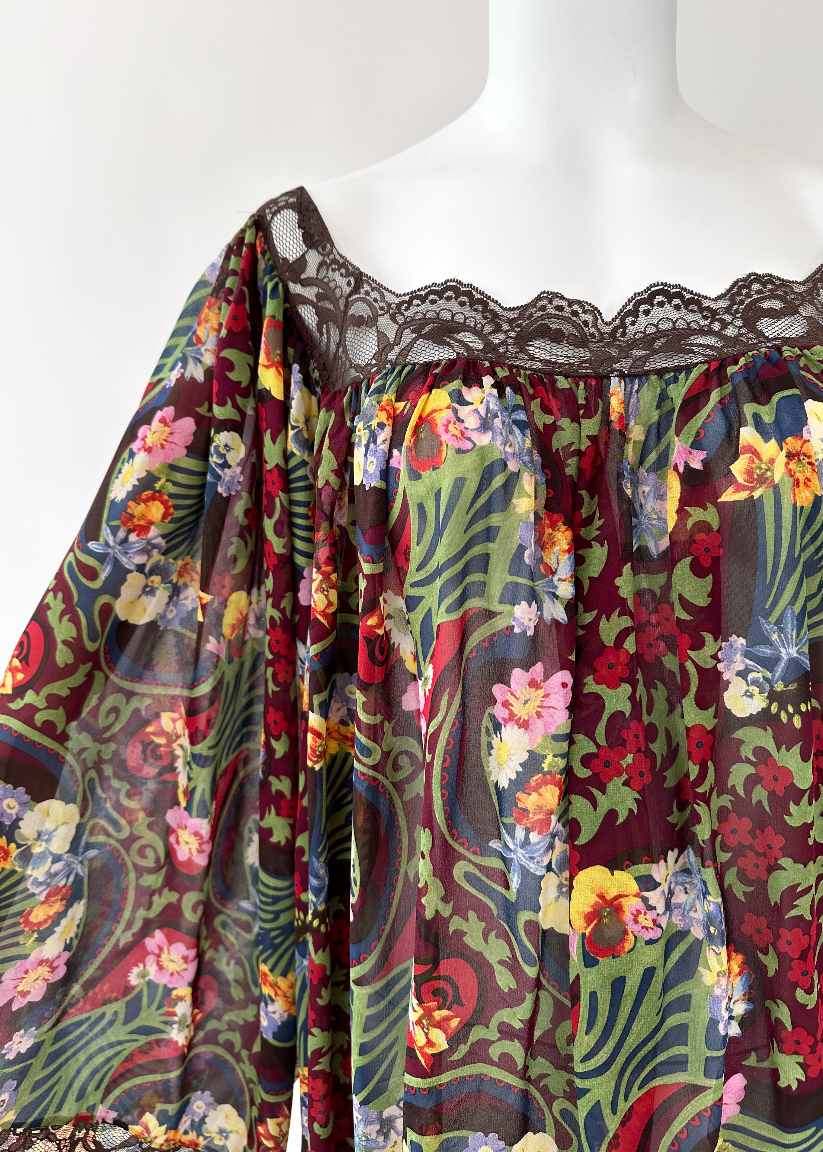 Christian Dior Floral Silk Mini Dress Galliano Era