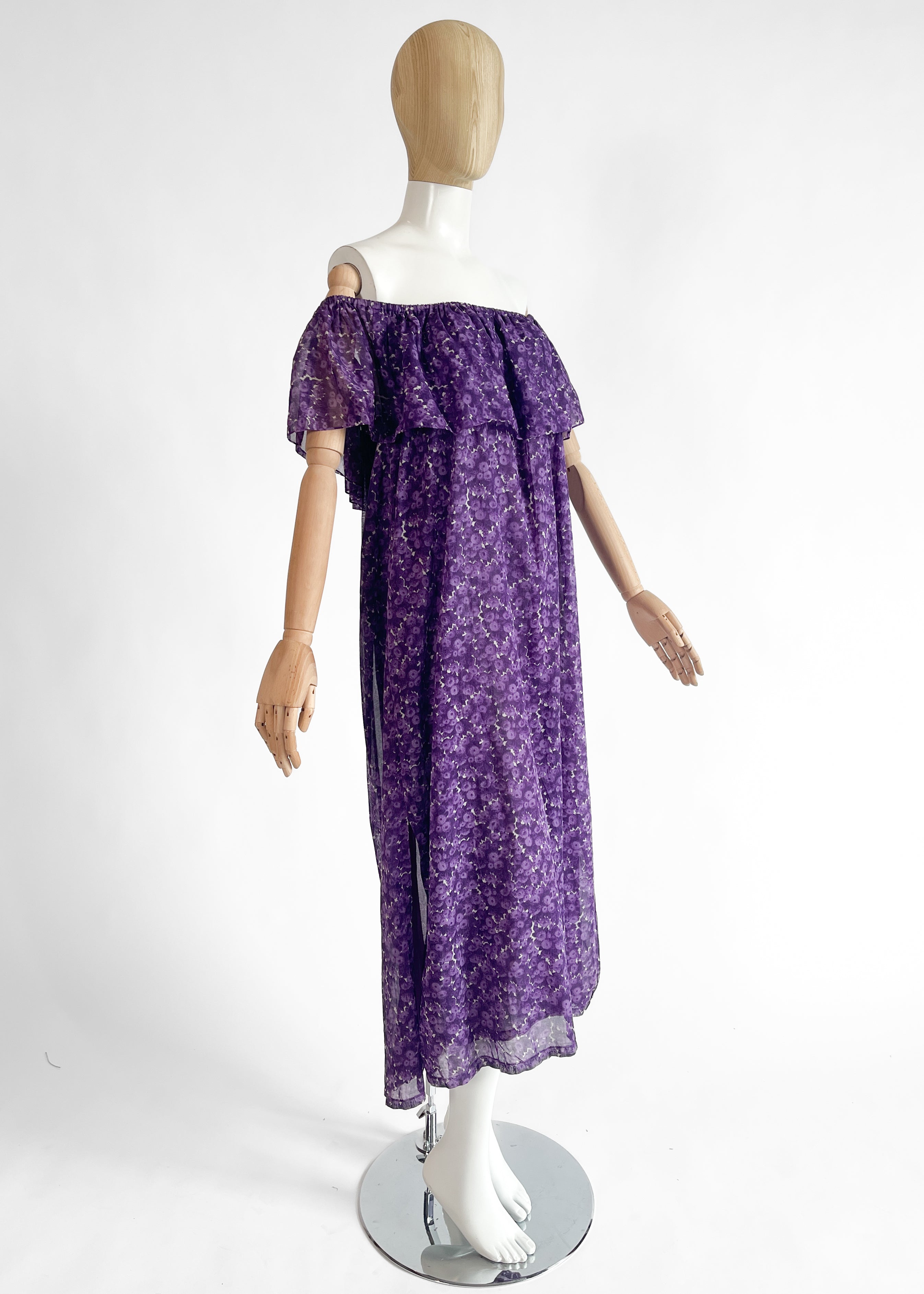 Yves Saint Laurent Floral Silk Maxi Dress Spring 1976