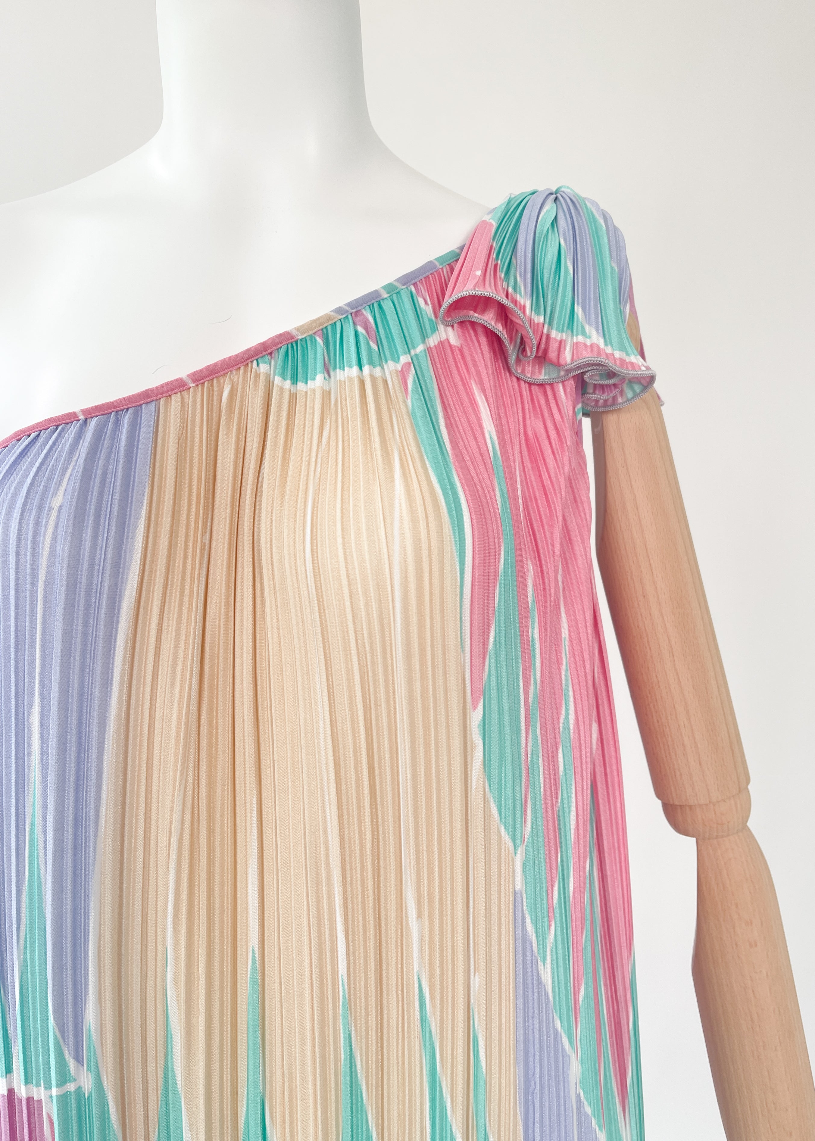 Vintage Mary McFadden One Shoulder Pleated Dress