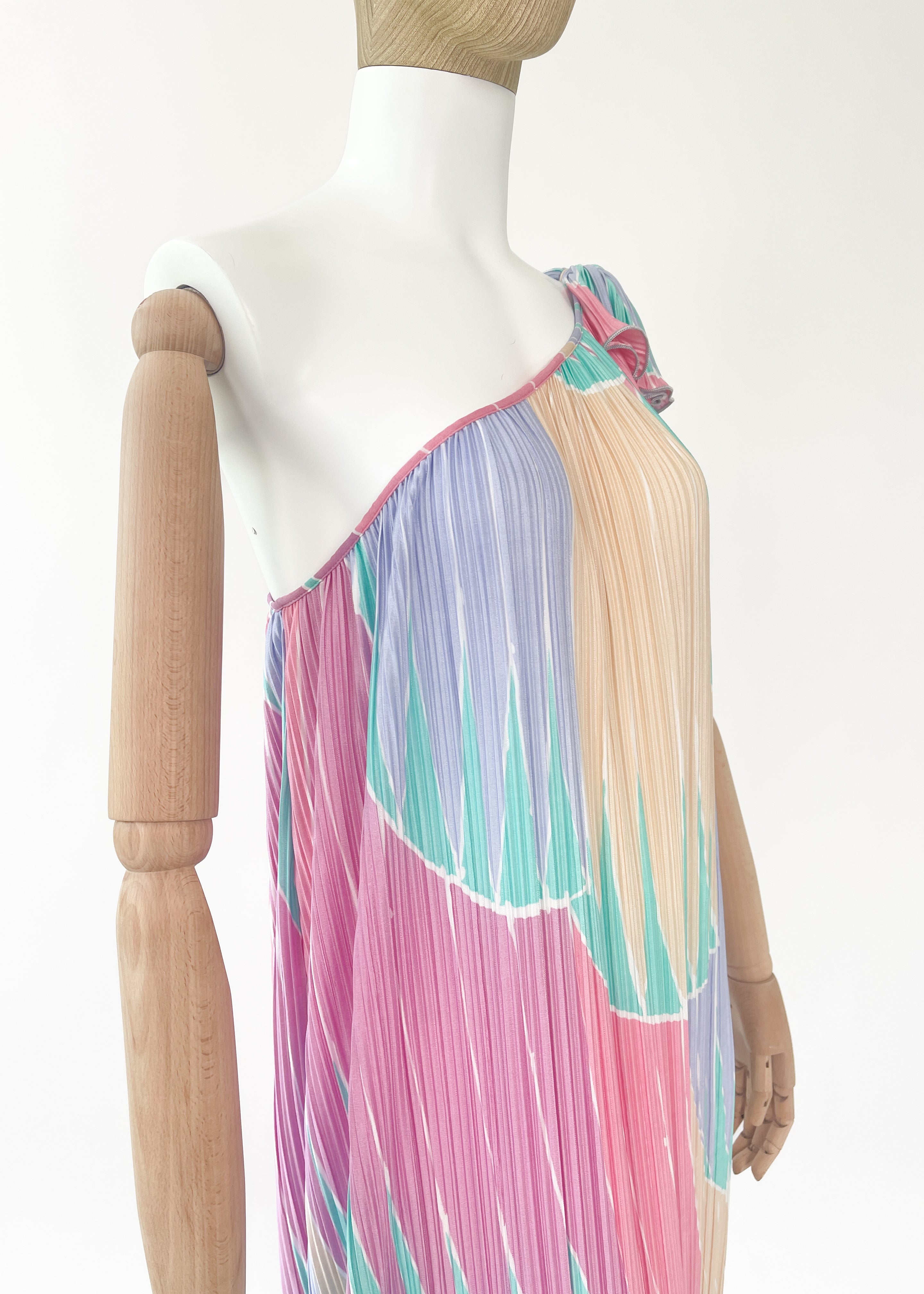 Vintage Mary McFadden One Shoulder Pleated Dress