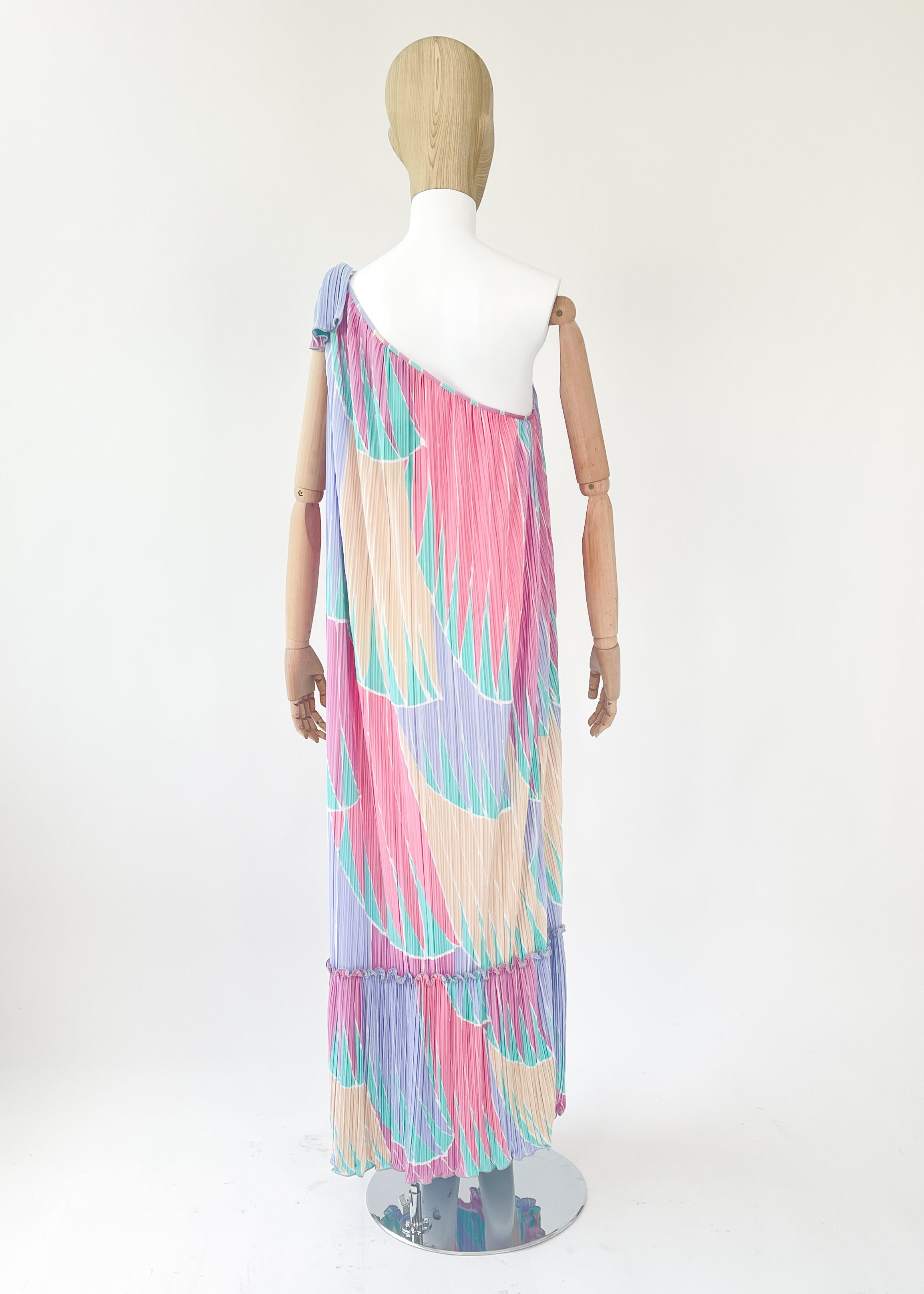 Vintage Mary McFadden One Shoulder Pleated Dress