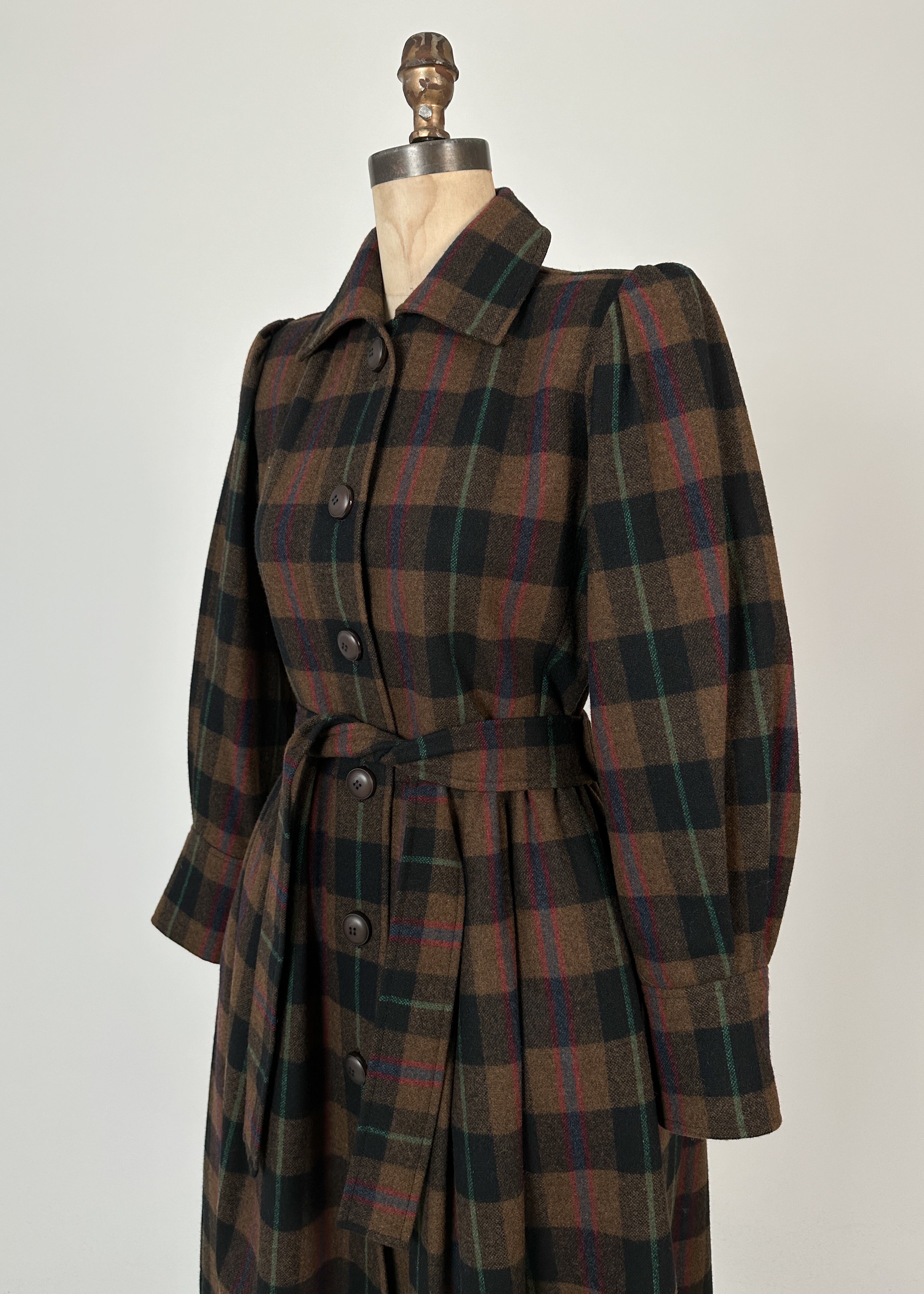 Vintage Yves Saint Laurent Plaid Wool Coat F/W 1980s