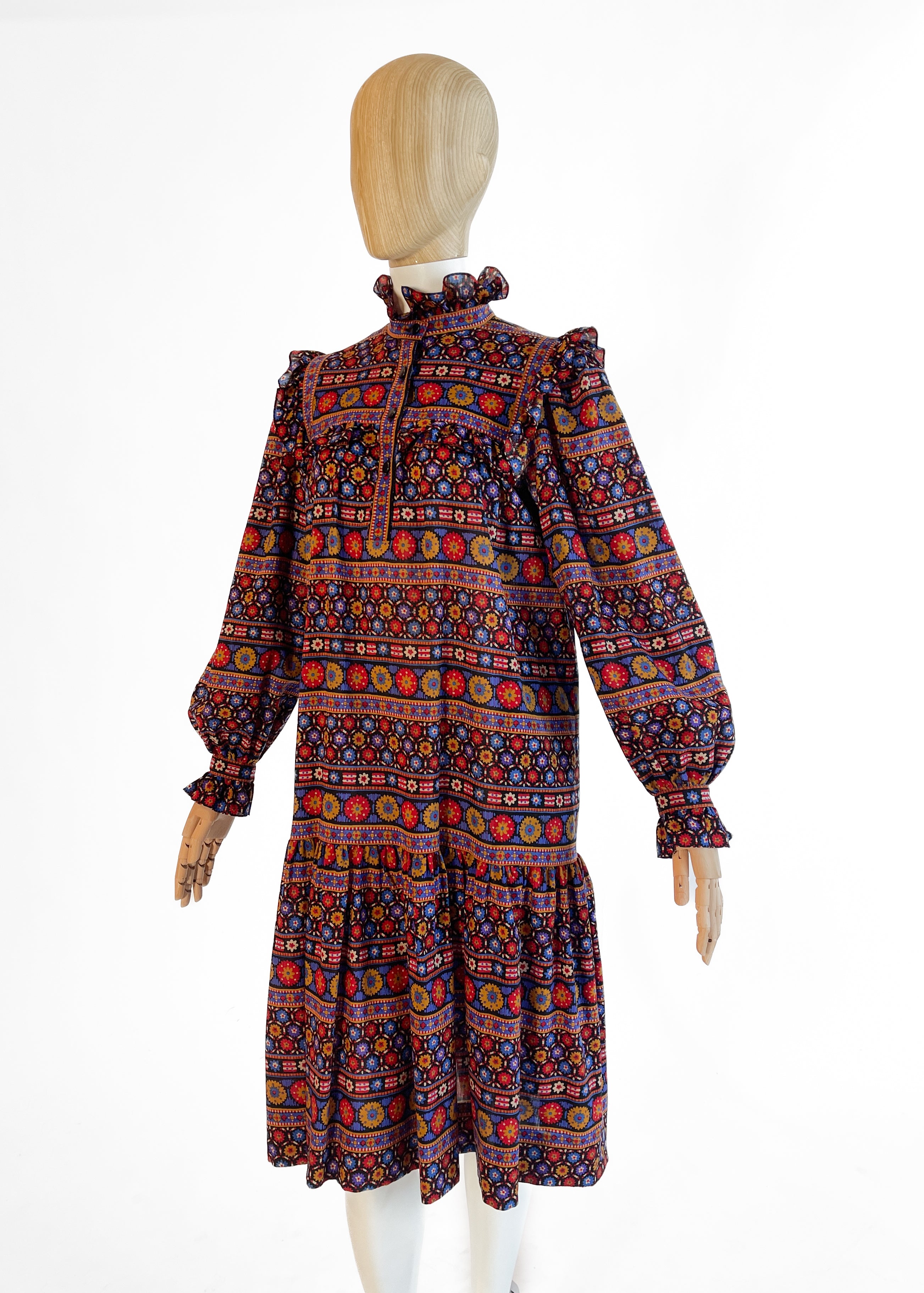 Yves Saint Laurent Folk Print Dress A/W 1980