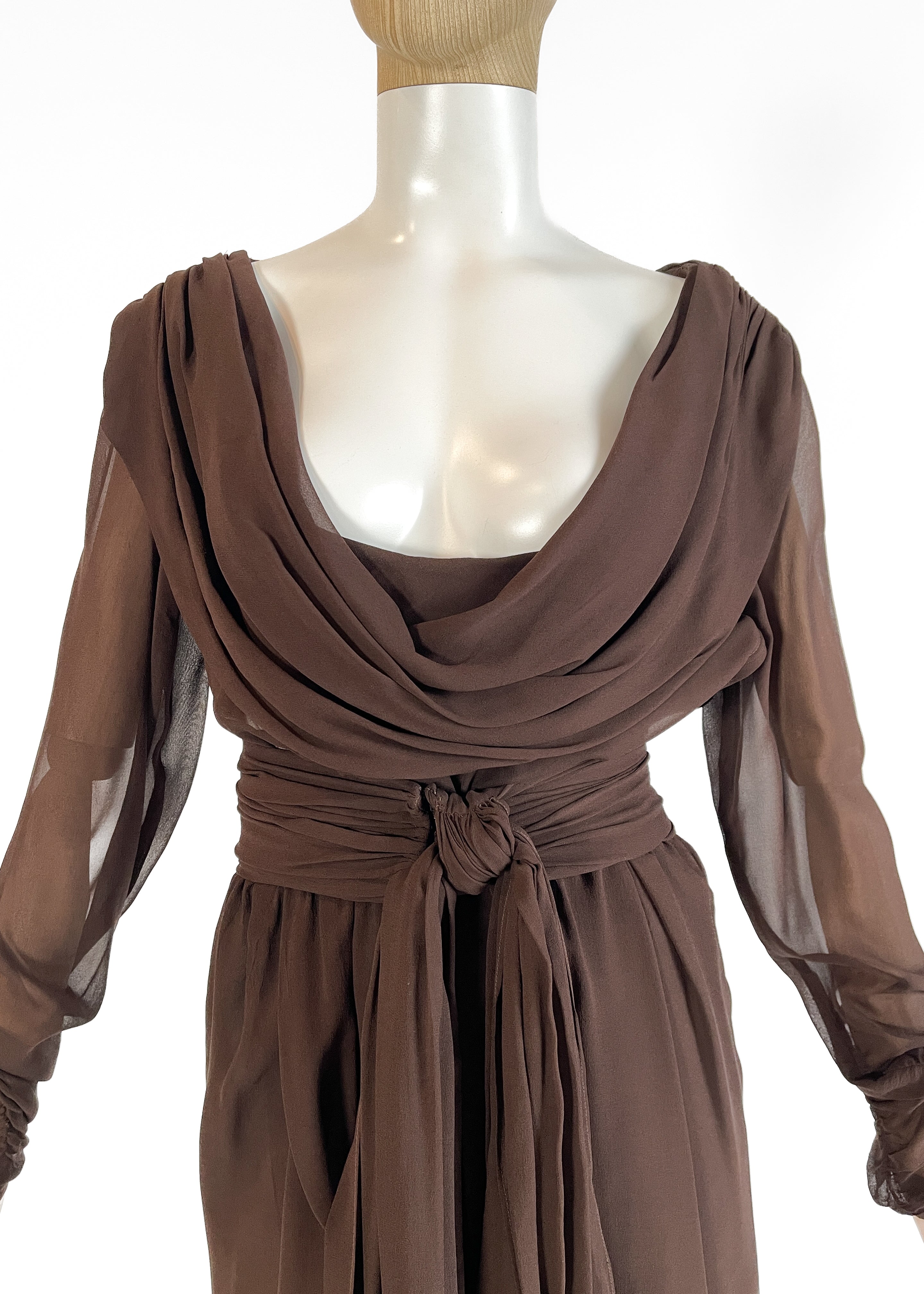 Vintage Yves Saint Laurent Sheer Silk Dress Spring 1989