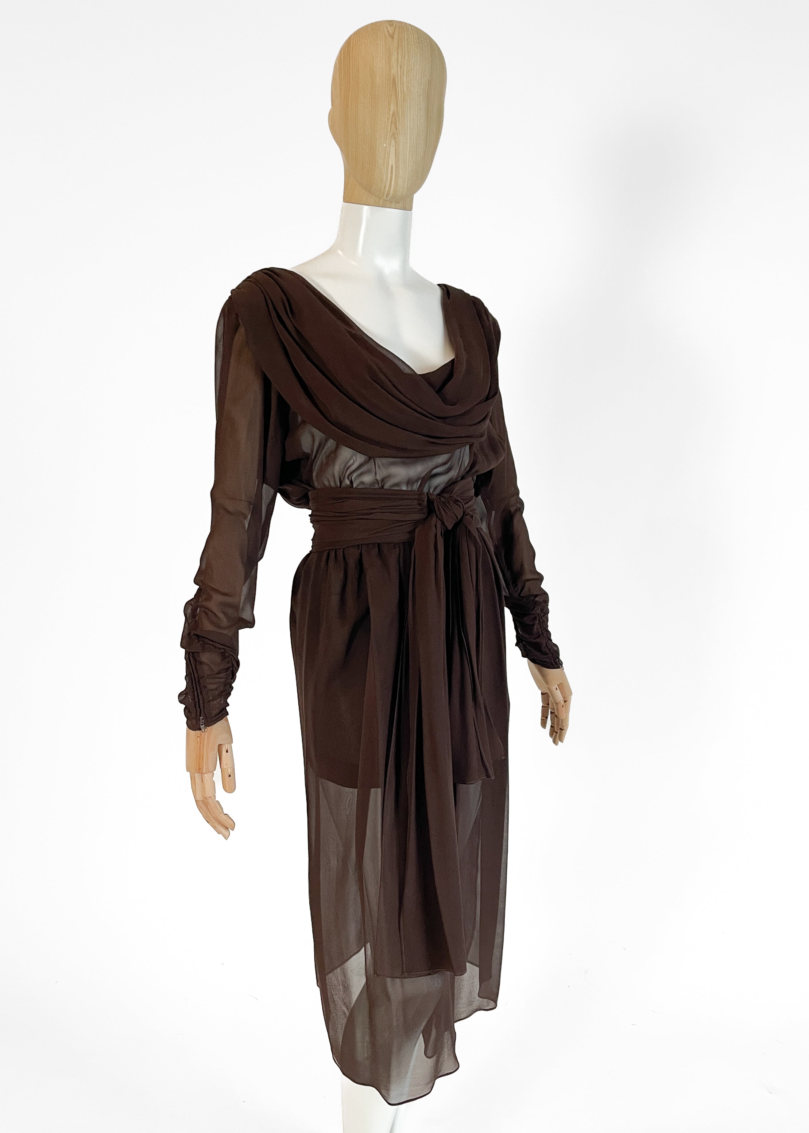 Vintage Yves Saint Laurent Sheer Silk Dress Spring 1989