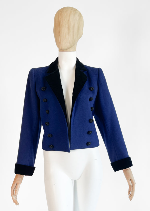 ジャケット SAINT LAURENT DARK BLUE WOOL BLAZER Yves Saint Laurent YSL Blazer Suit Jacket Navy Blue Sport