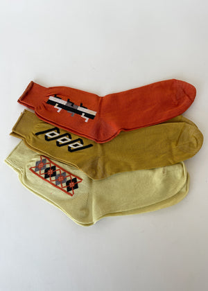 Vintage 1930s Deco Cotton Sock Set #1