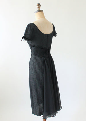 Vintage 1950s Silk Little Black Cocktail Dress