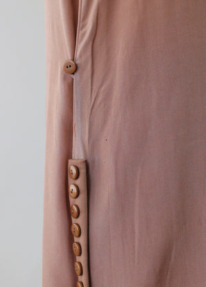 Vintage 1920s Brown Silk Day Dress with Duster Coat