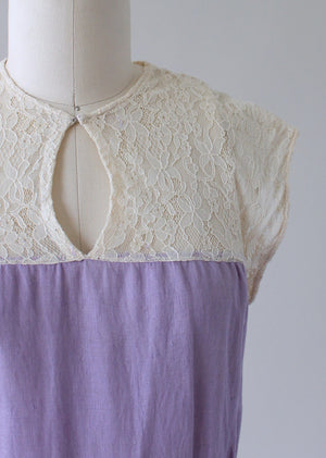 Vintage 1930s Lavender Linen and Lace Dress and Jacket