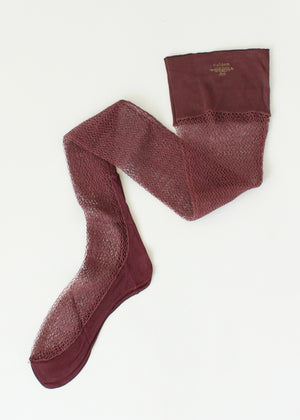 Vintage 1940s Nylon Cuban Heel Fishnet Stockings