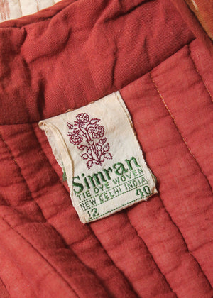 Vintage 1970s Quilted Indian Cotton Dress Length Vest